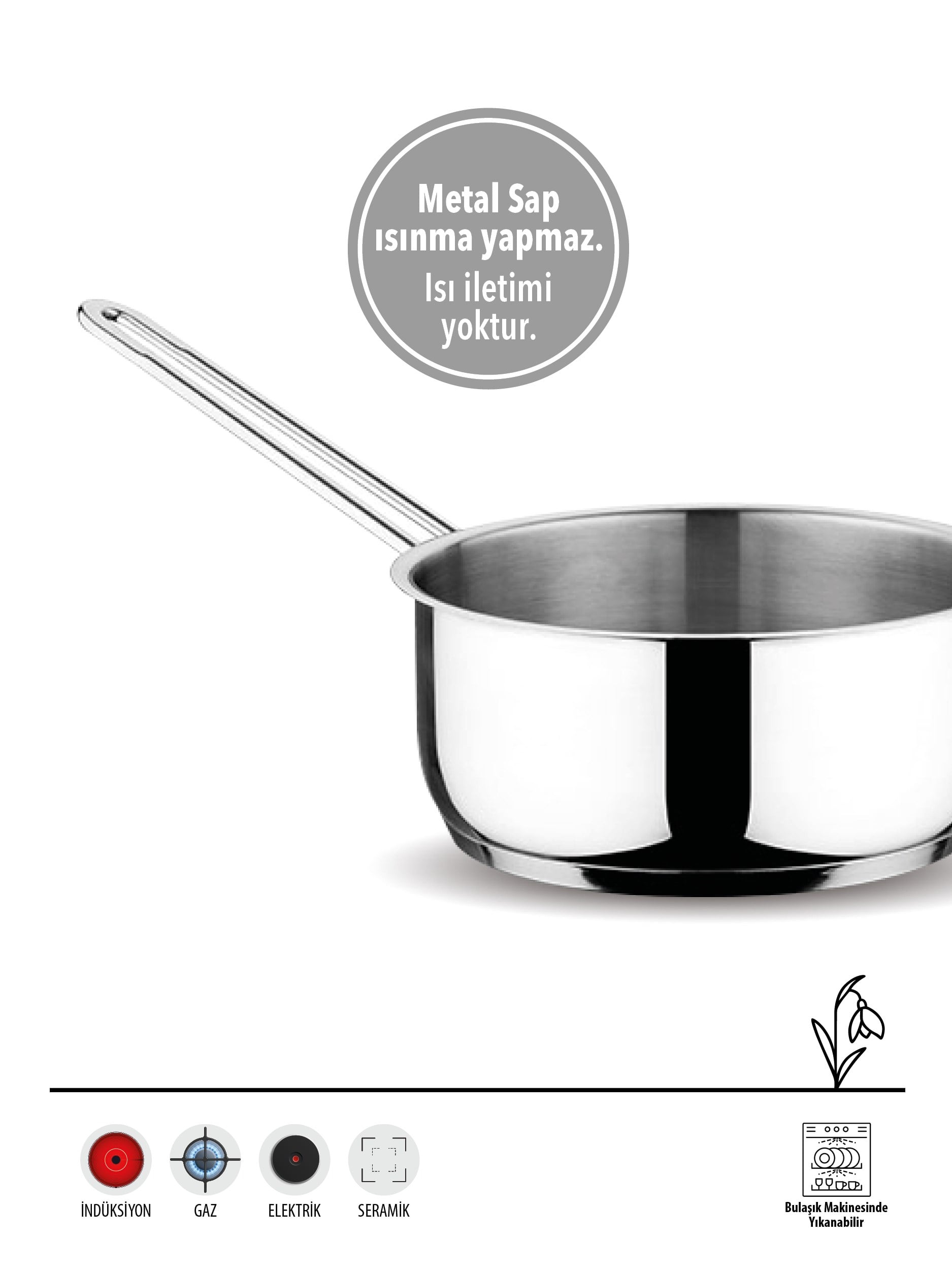 FMS Çelik Sütlük / Kaçerola18*10 cm | 304 Paslanmaz | 18/10