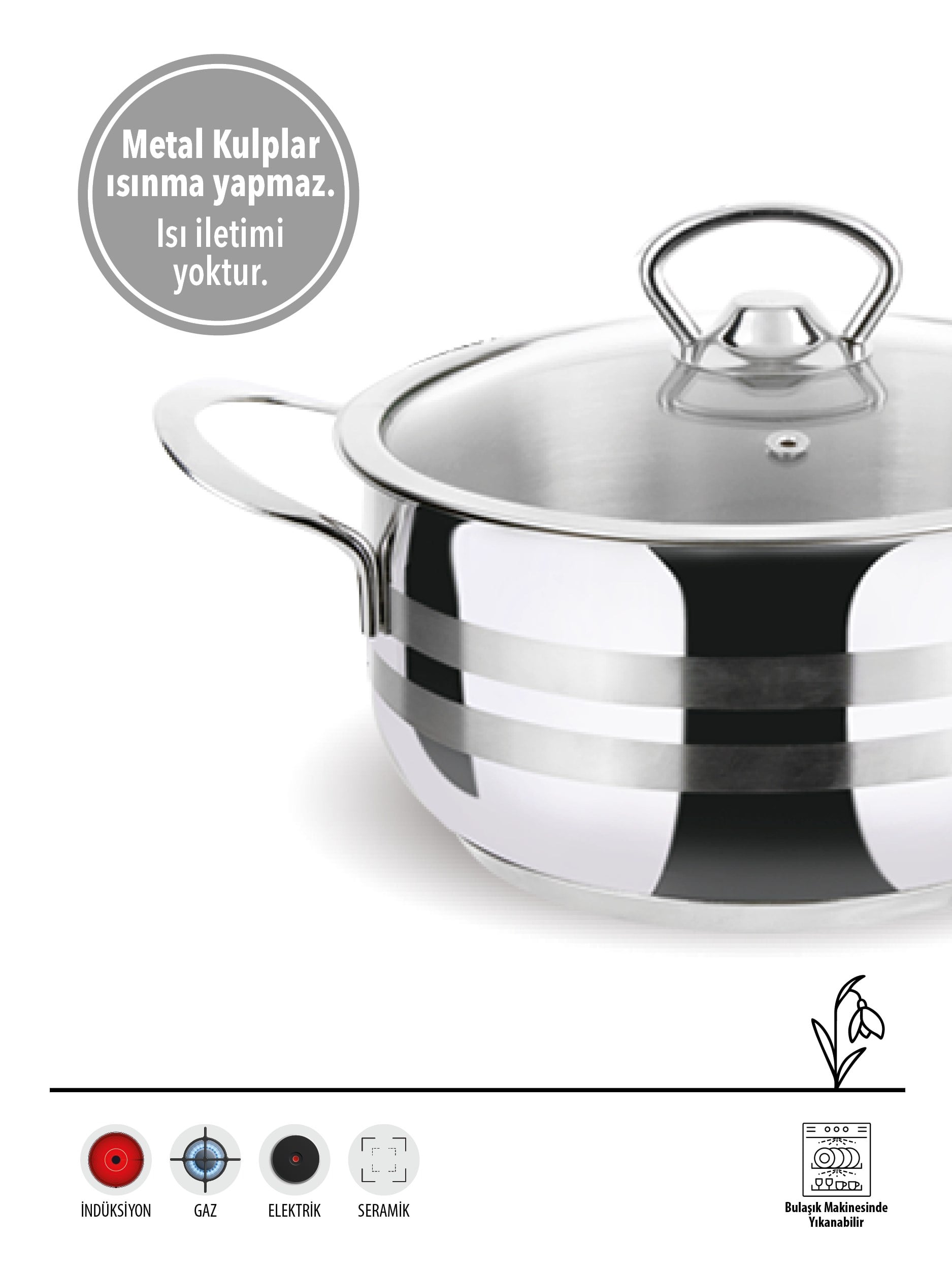 FMS İnci 6 Parça Güveç Seti  16-18-20 cm Derin | 304 Paslanmaz Çelik |  |18/10|  