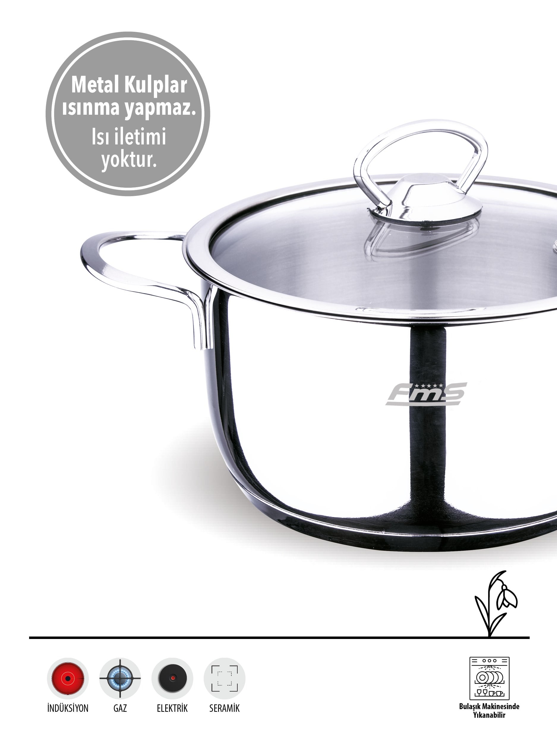 FMS Pera 6 Parça Güveç Seti ||18/10  | 16-18-20 cm |  304 Paslanmaz Çelik  |  