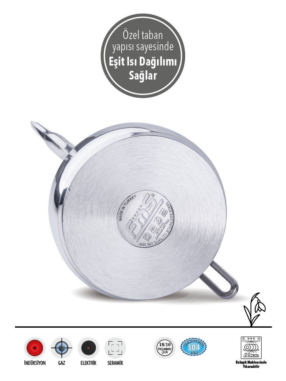 Fms Silver Çaydanlık Orta | 18/10 Paslanmaz | İndüksiyon Uyumlu | 0.75 L + 1,75 L