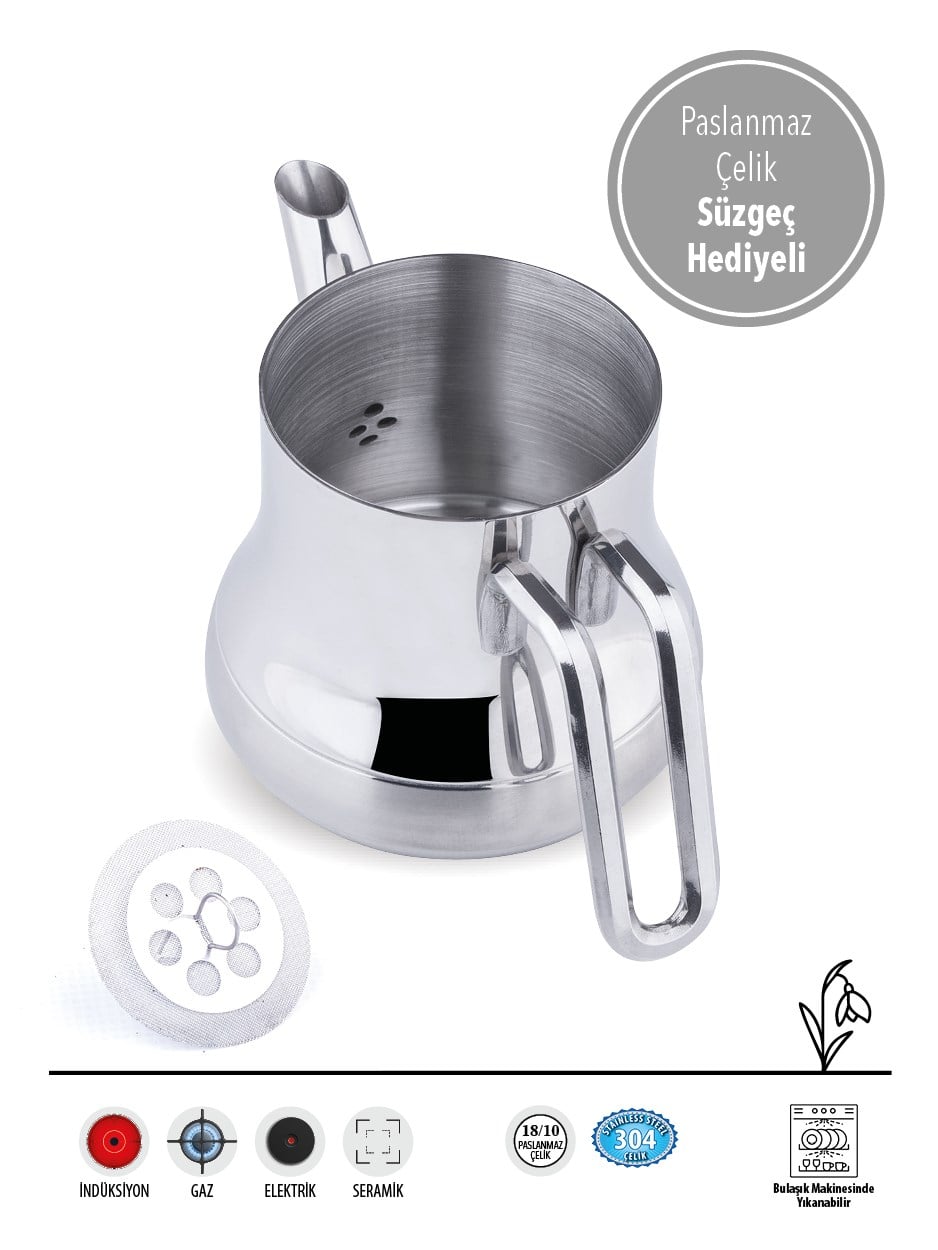 Fms Silver Çaydanlık Orta | 18/10 Paslanmaz | İndüksiyon Uyumlu | 0.75 L + 1,75 L