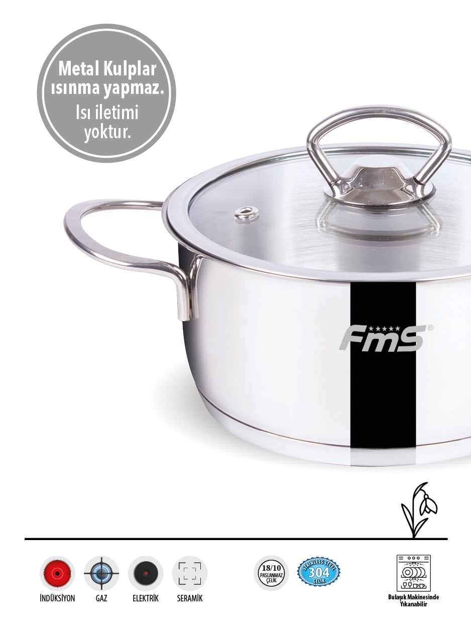 FMS Şirin 14 cm Çelik Mini Tencere | 304 Paslanmaz |18/10 |Süt Isıtma – Bebek Maması 