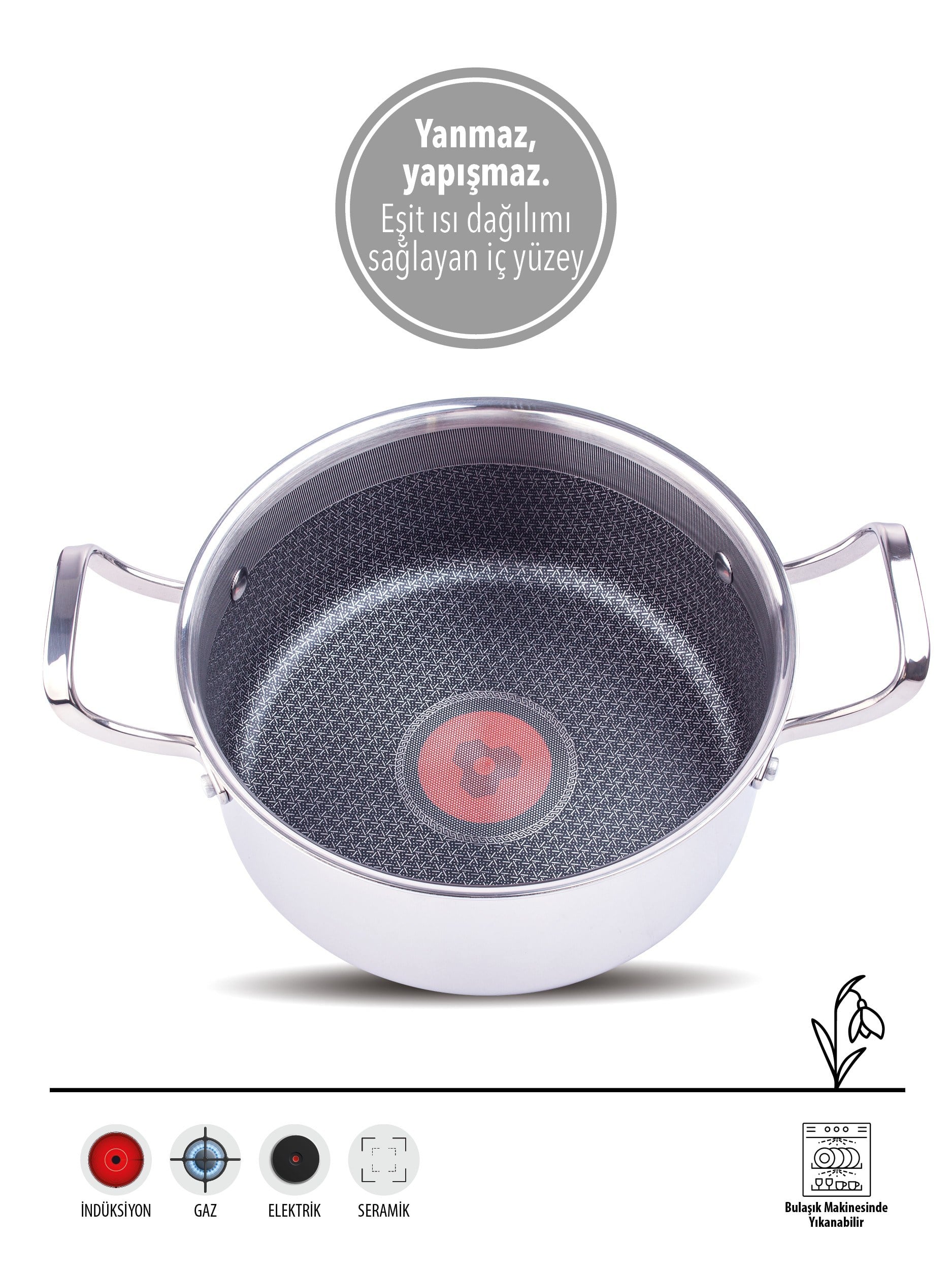 PLATİN PRO | ÇİZİLMEZ | 24CM DERİN TENCERE | İNDÜKSİYON UYUMLU | YANMAZ YAPIŞMAZ