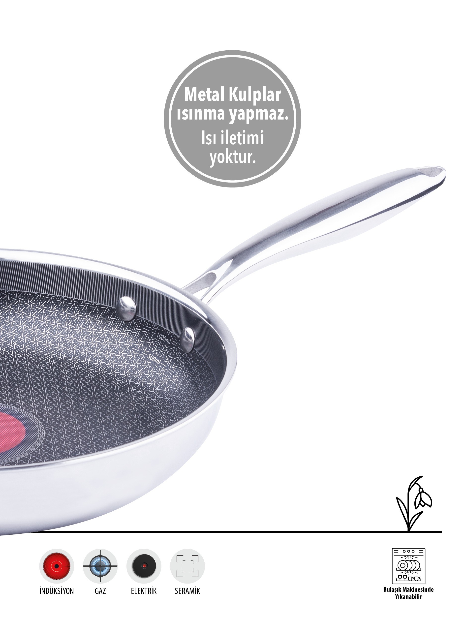 PLATİN PRO | ÇİZİLMEZ | 26CM YAĞ TAVA | İNDÜKSİYON UYUMLU | YANMAZ YAPIŞMAZ