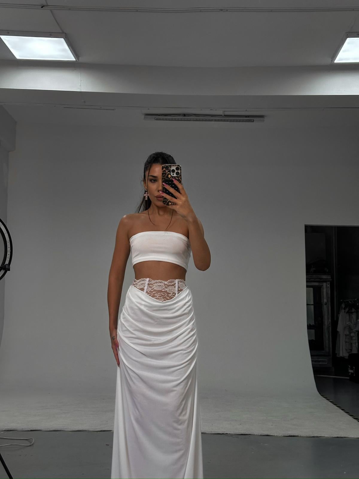 Beyaz Candy Askısız Crop 