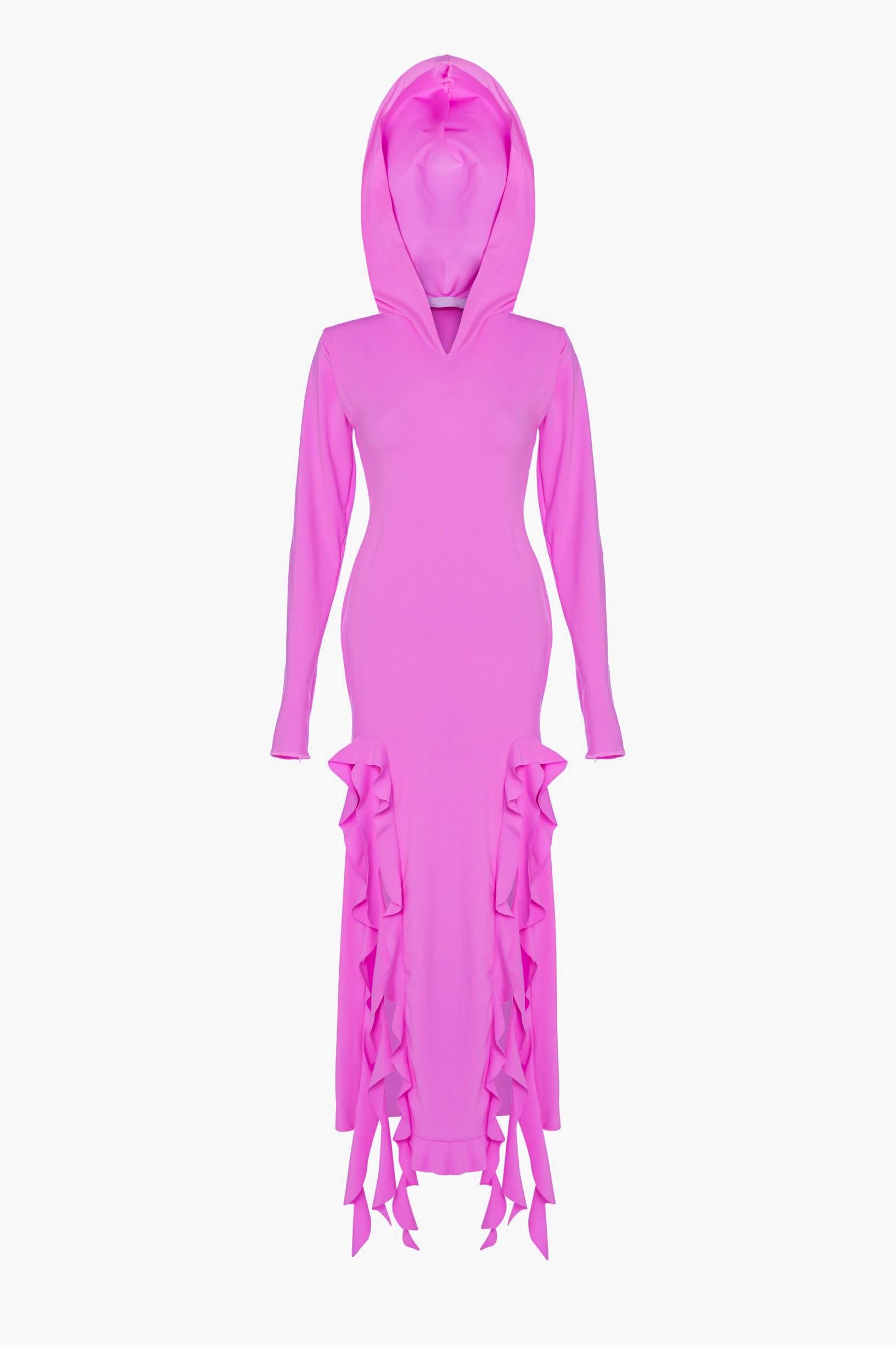 Özel Tasarım Ruffle Kapüşonlu Elbise