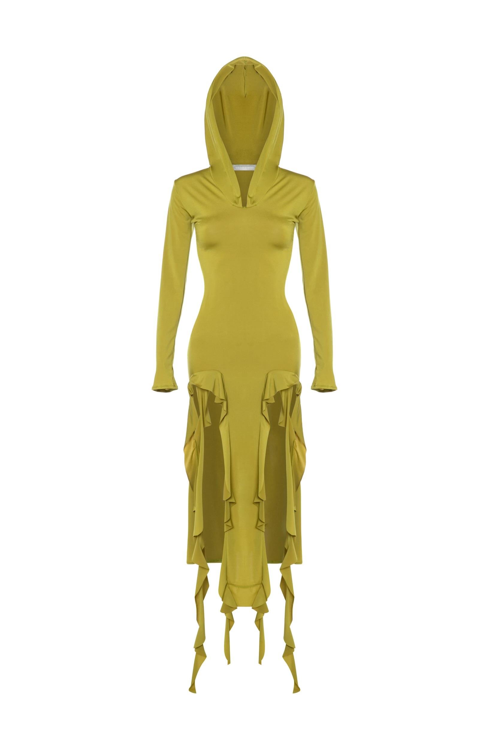 Özel Tasarım Ruffle Kapüşonlu Elbise