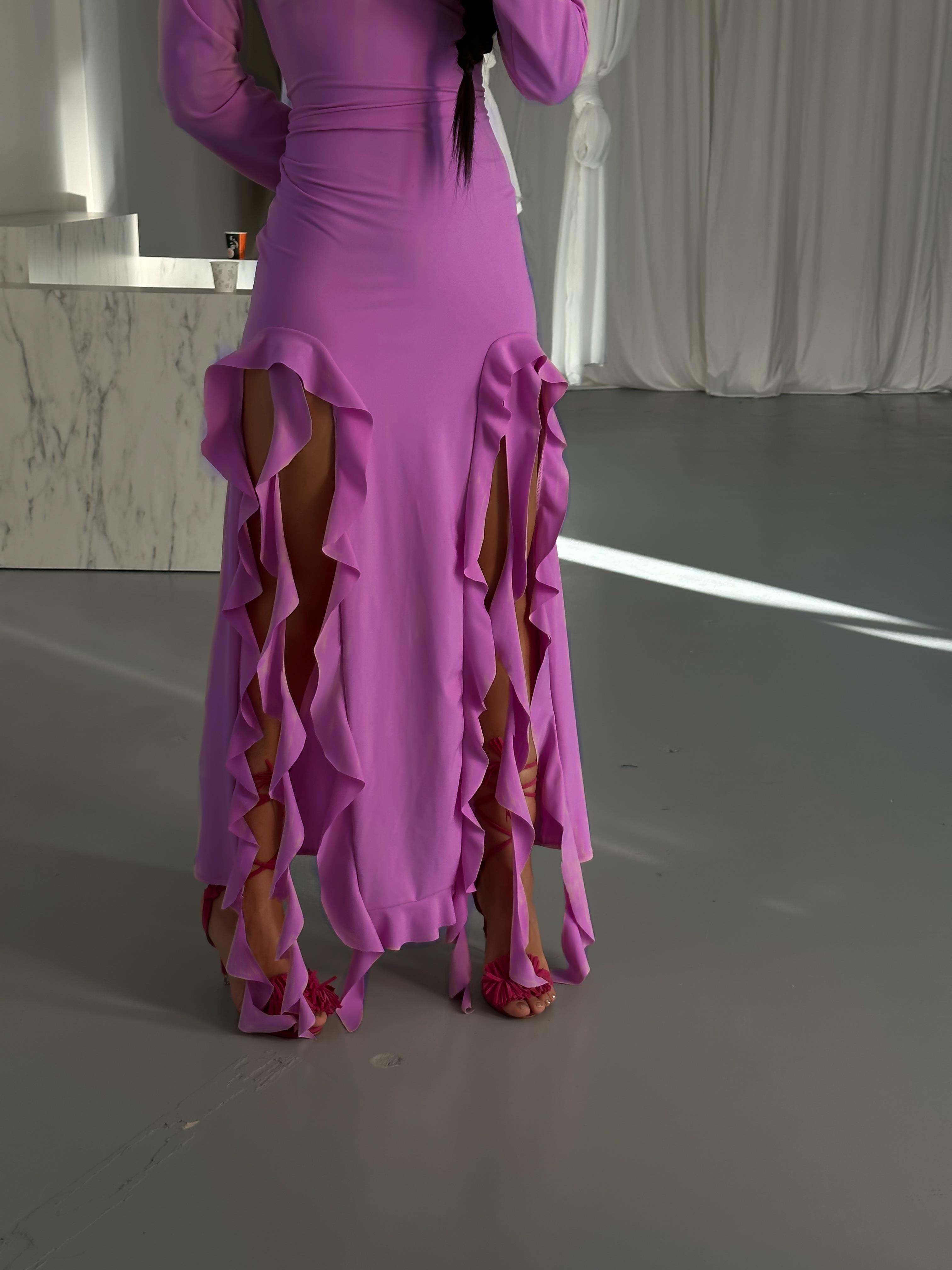 Özel Tasarım Ruffle Kapüşonlu Elbise