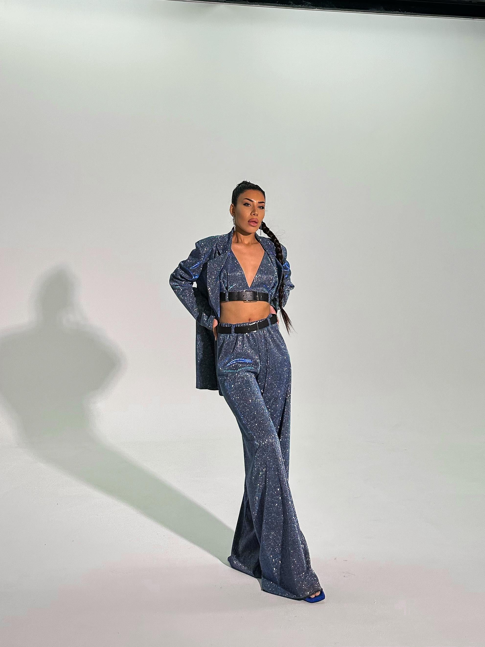 Özel Tasarım Simli Gloss Ceket