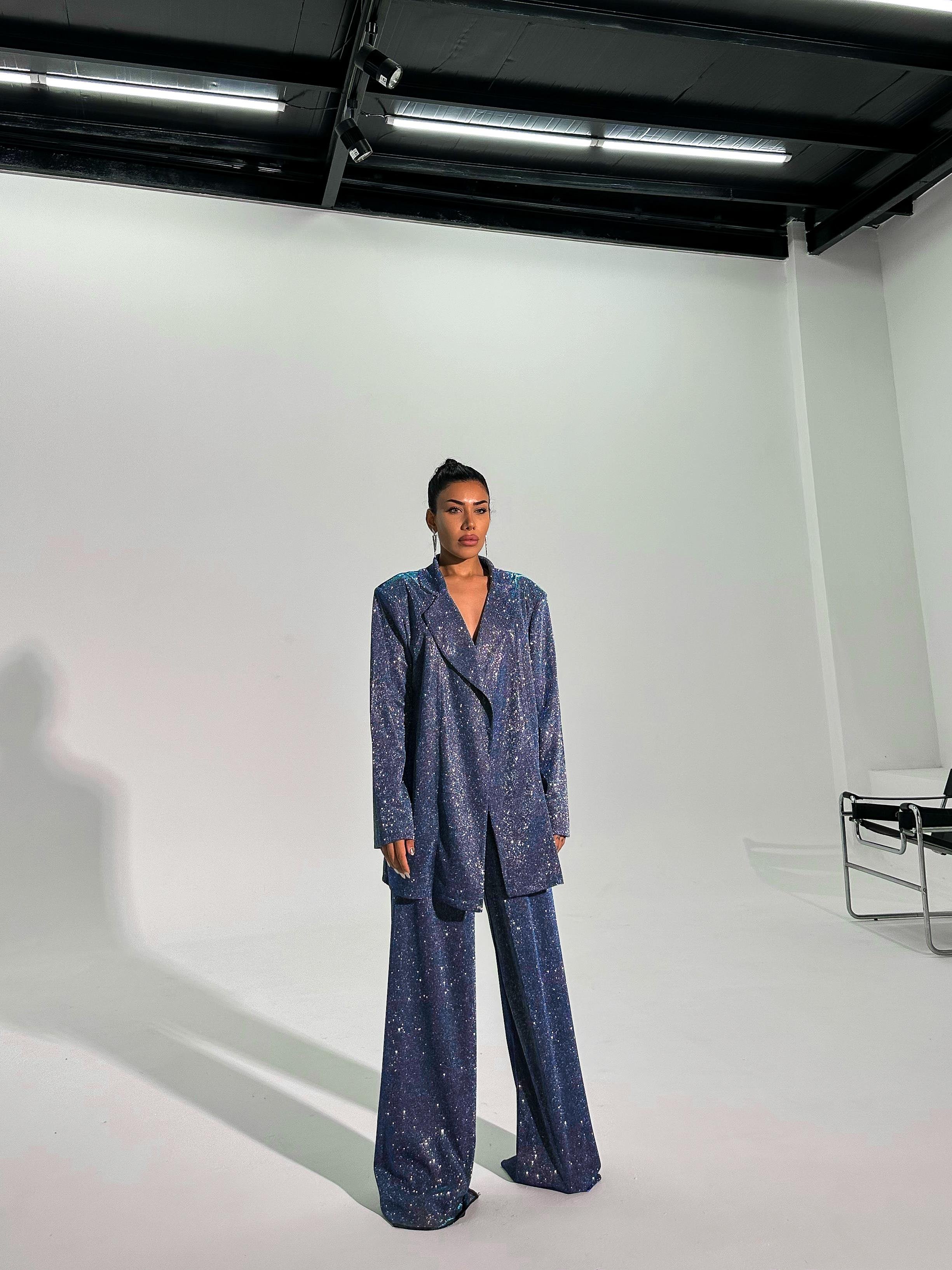 Özel Tasarım Simli Gloss Ceket