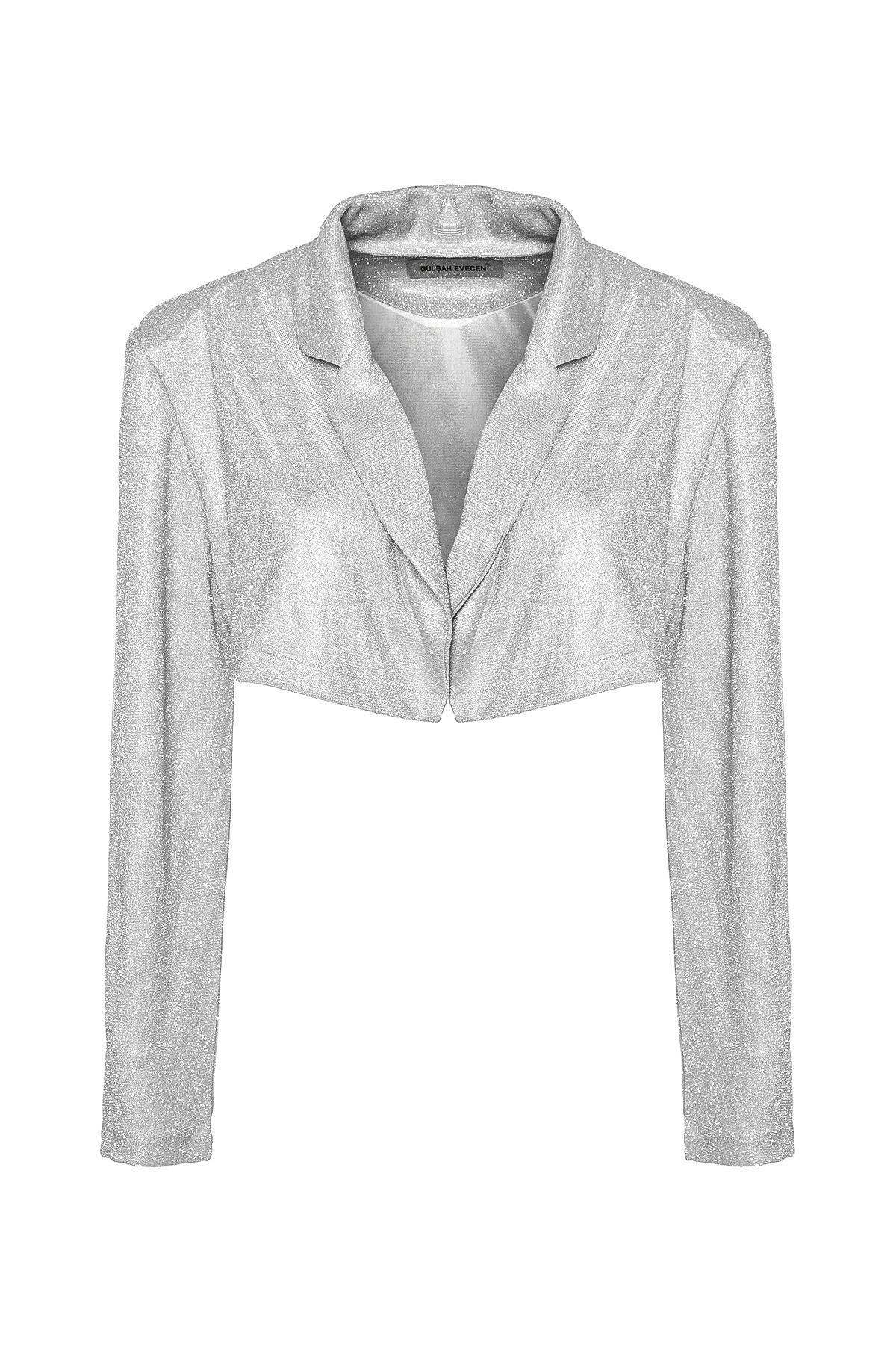 Özel Tasarım Pembe Simli Vatkalı Kısa Ceket