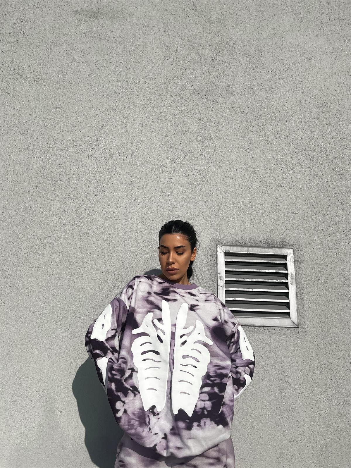 Unisex Oversize Eskitme Kemik Sweatshirt