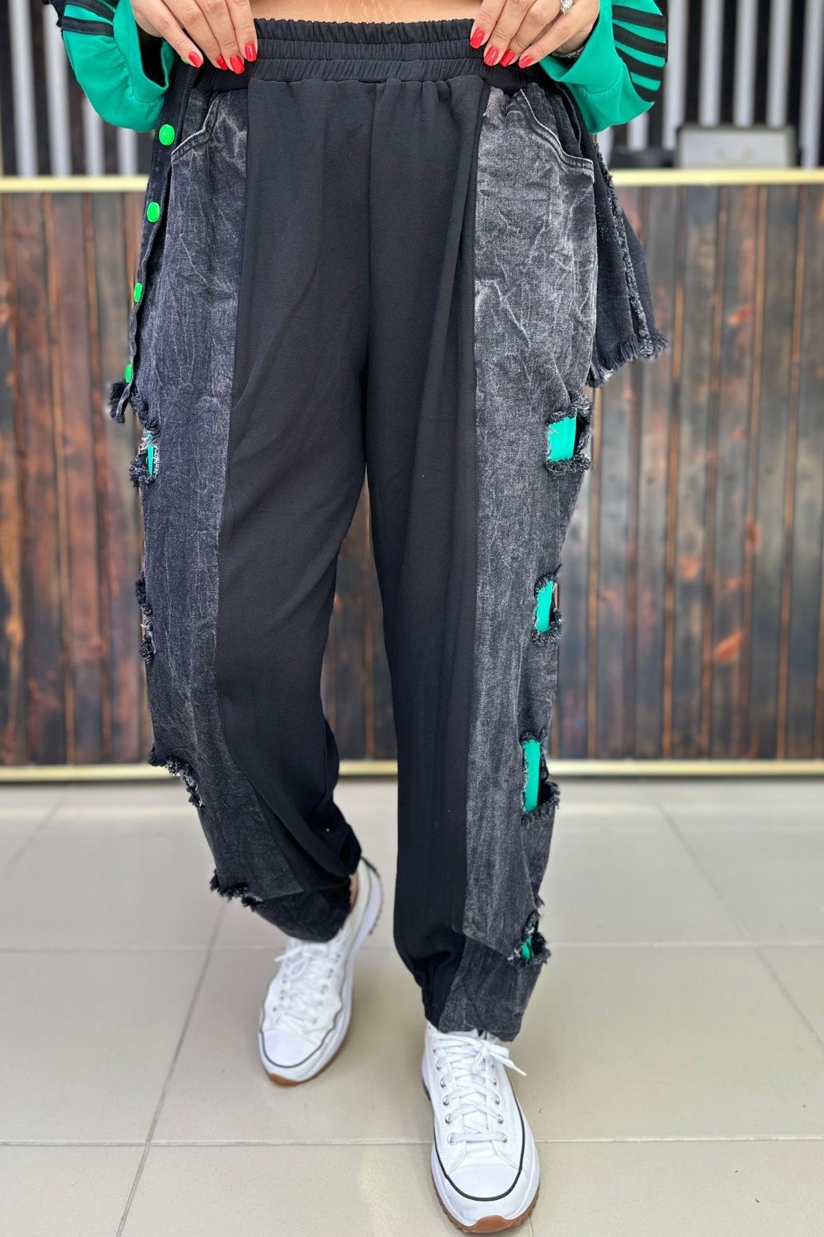  JEAN YIRTIK DETAYLI BÜYÜK BEDEN PANTOLON