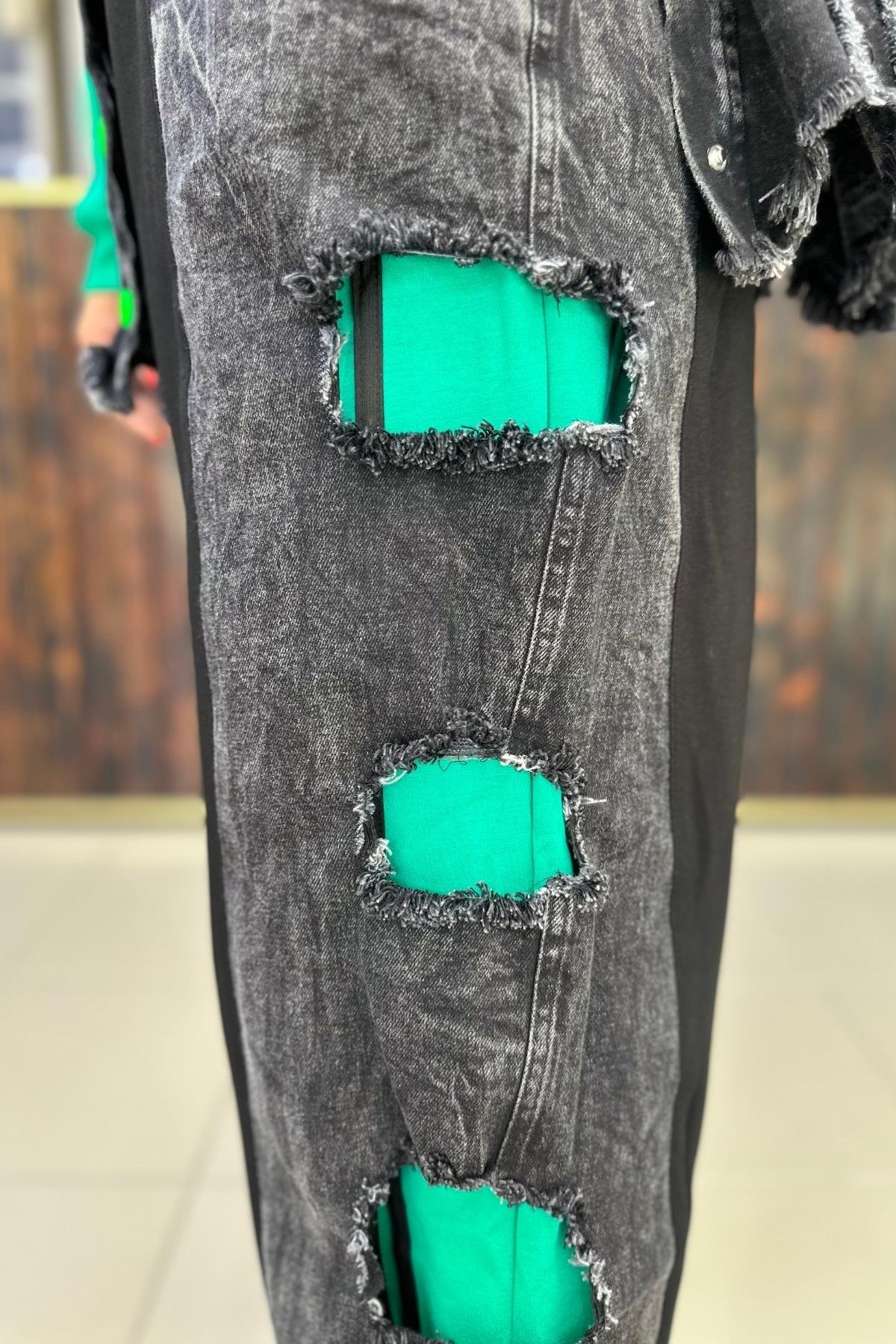  JEAN YIRTIK DETAYLI BÜYÜK BEDEN PANTOLON