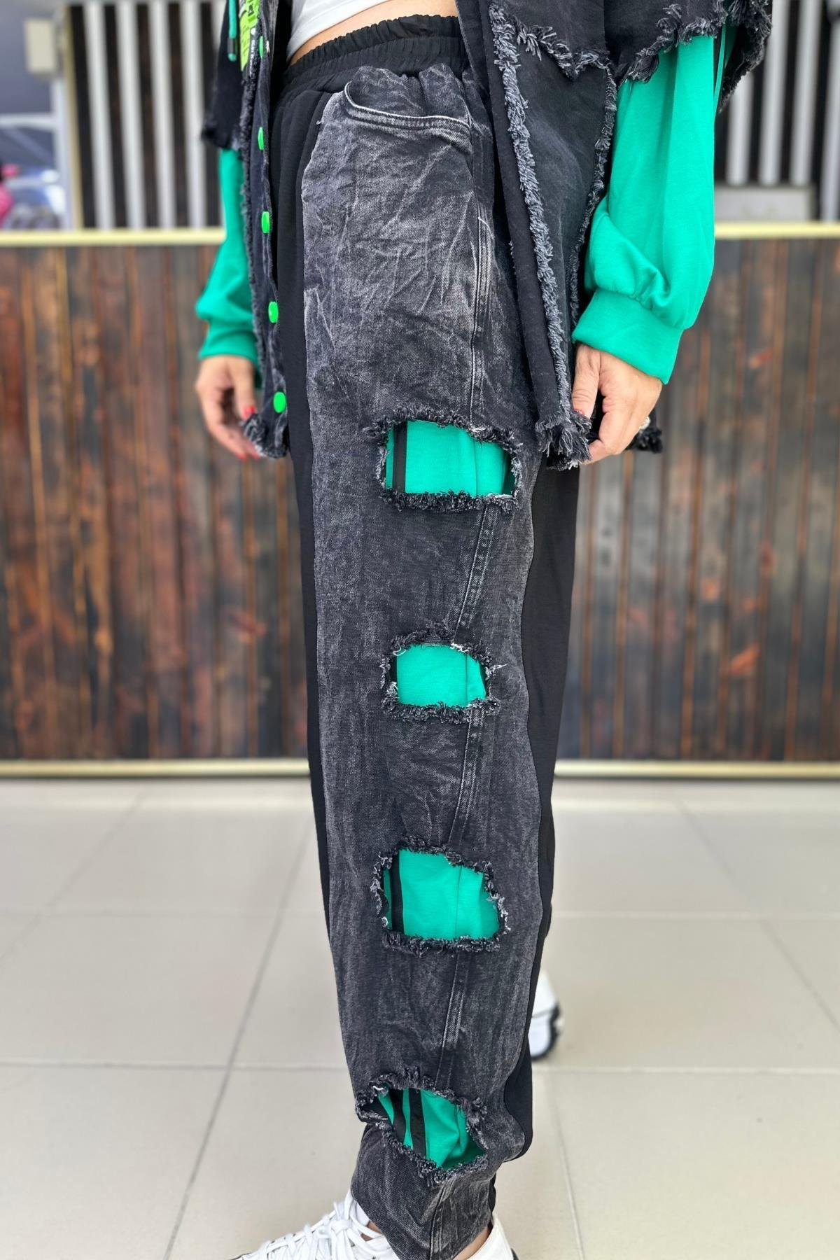  JEAN YIRTIK DETAYLI BÜYÜK BEDEN PANTOLON