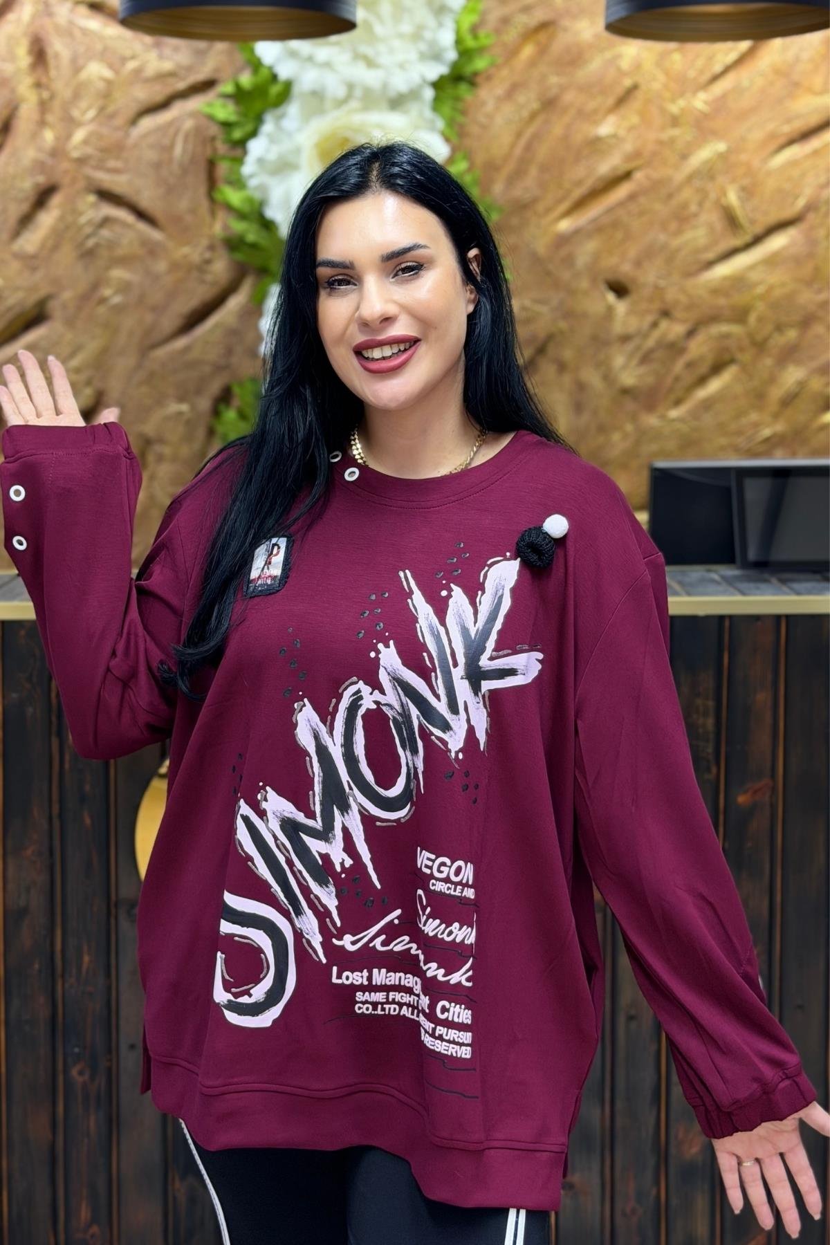 -KOL DETAYLI BÜYÜK BEDEN TUNİK BLUZ