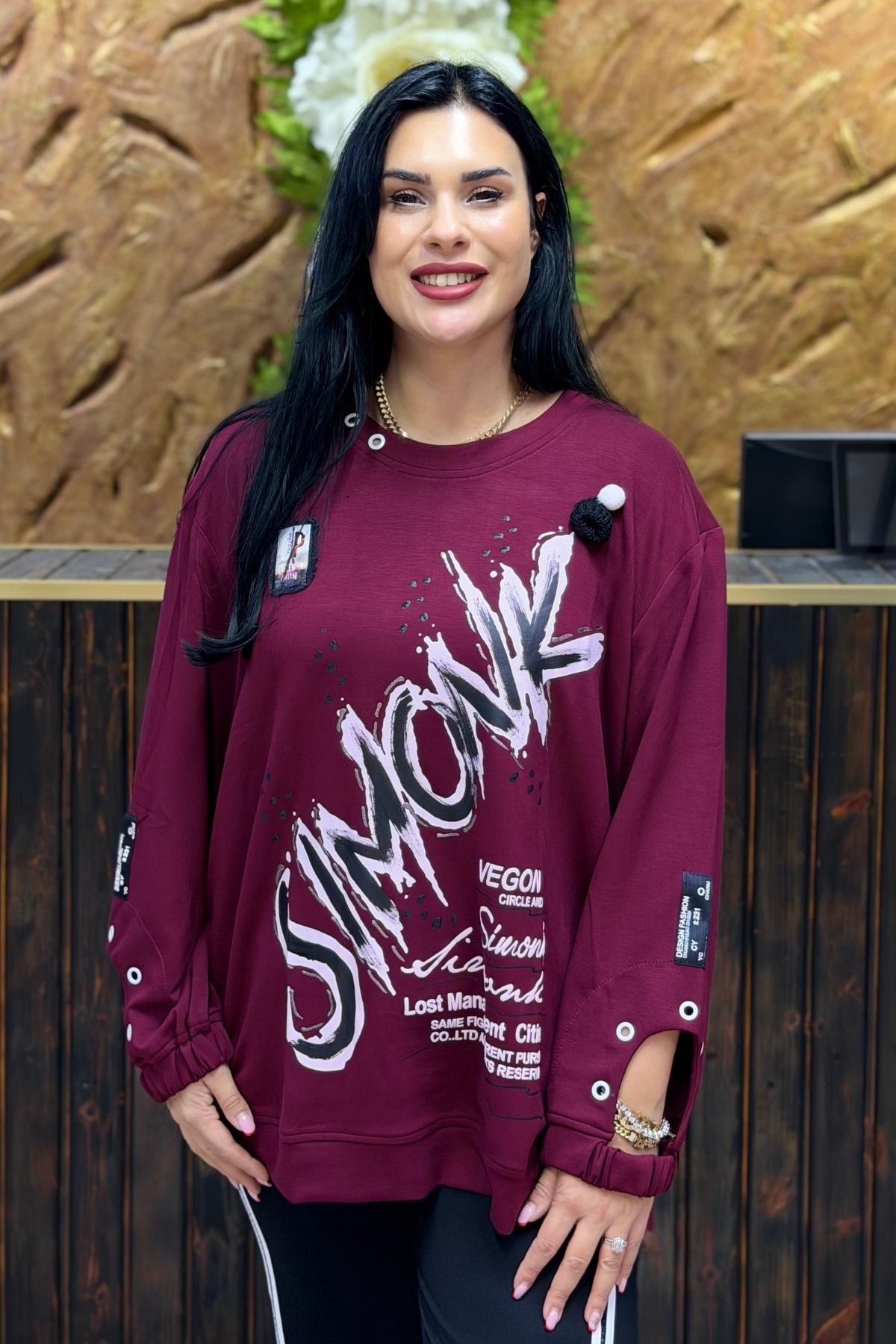 -KOL DETAYLI BÜYÜK BEDEN TUNİK BLUZ