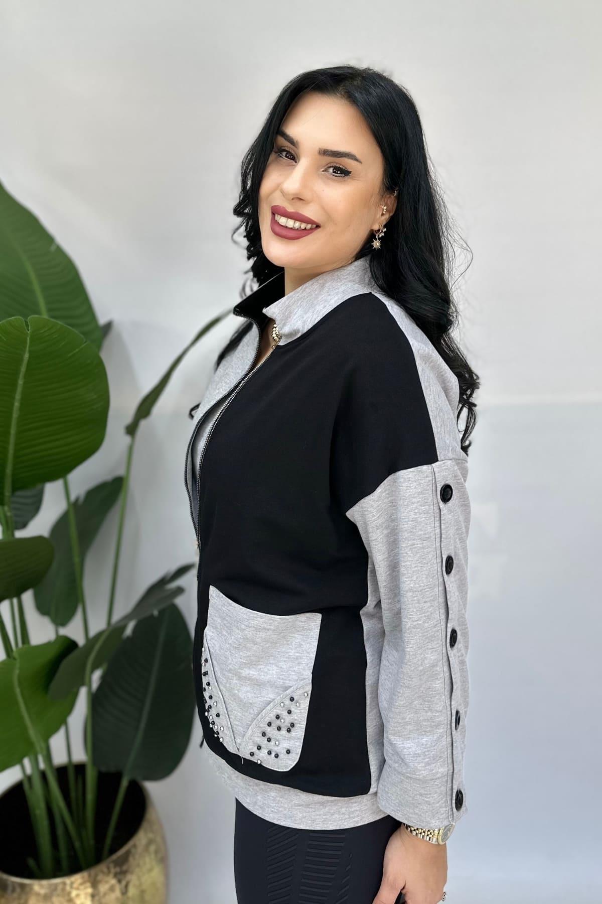 2Lİ İNCİLİ HIRKA VE ATLET - SİYAH