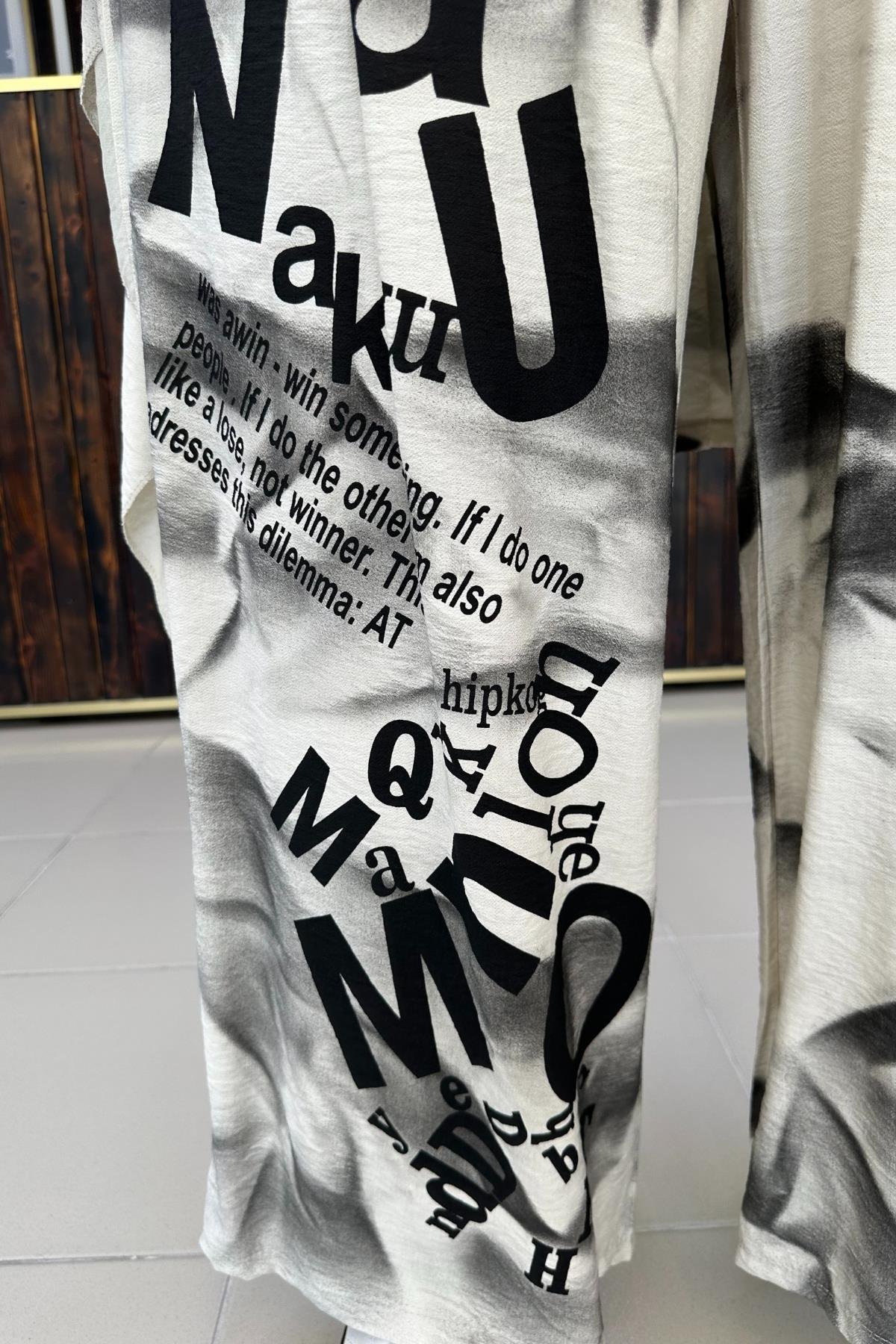 BATİK DESEN PAMUKLU PANTALON TAŞ BÜYÜK BEDEN