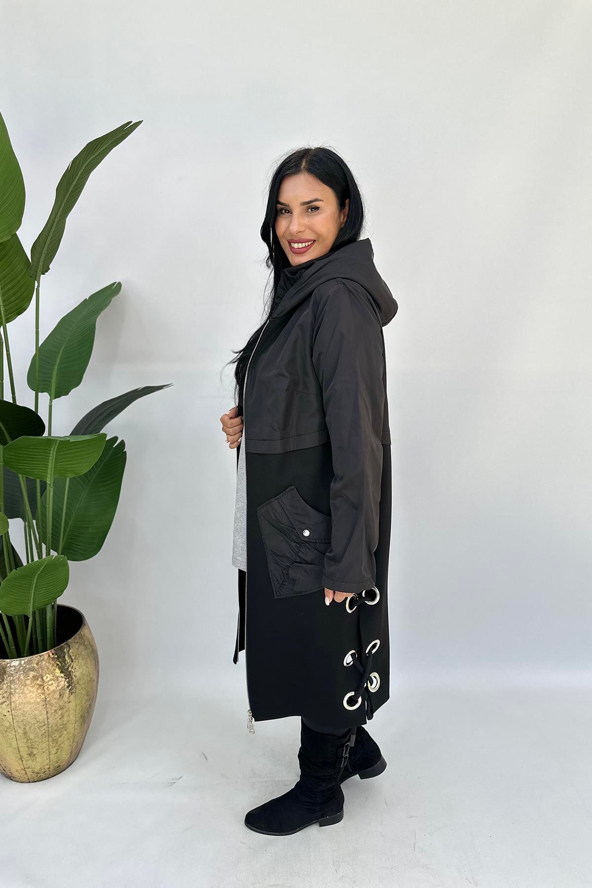 Büyük Beden Halatlı trenç