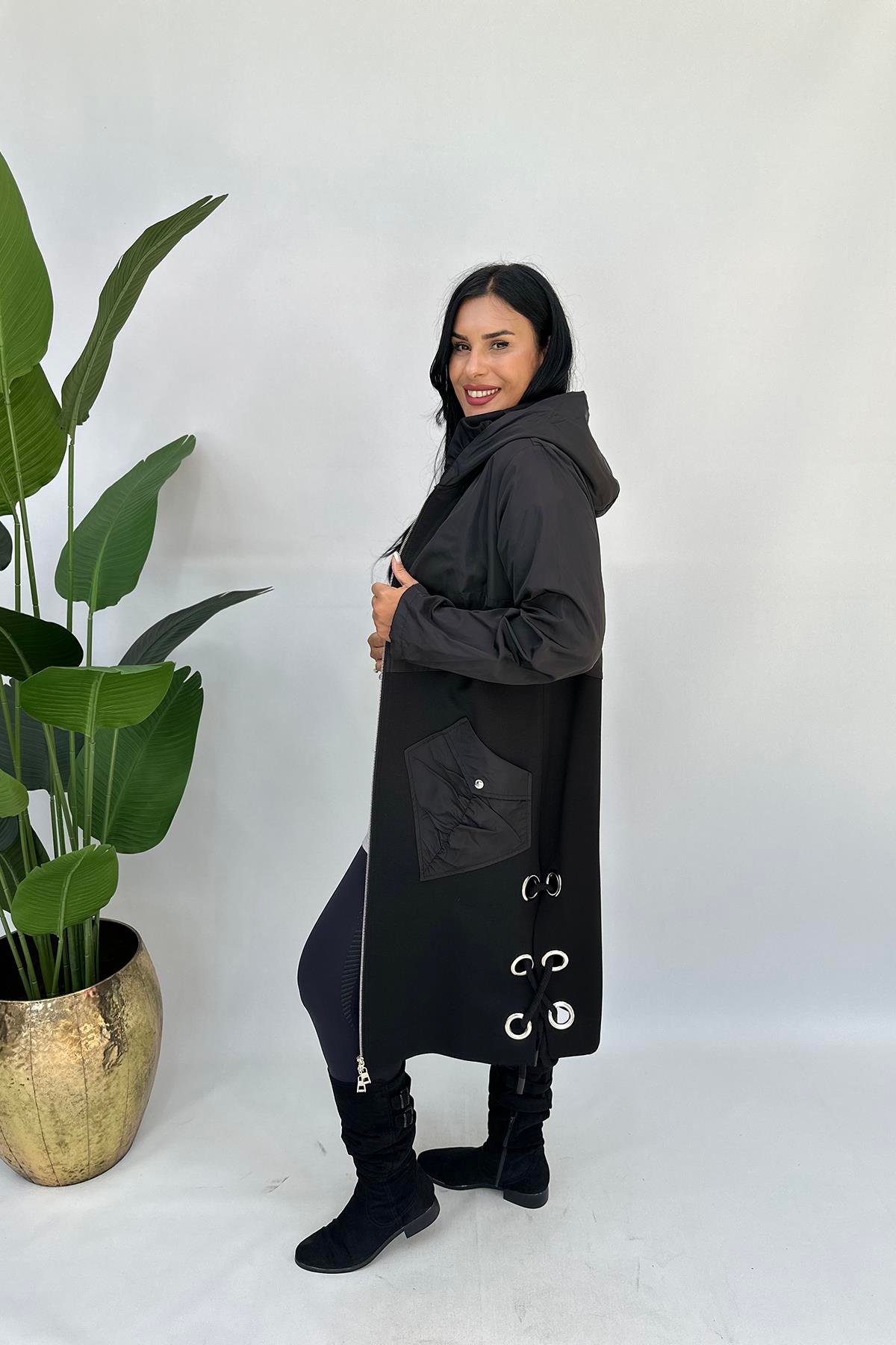 Büyük Beden Halatlı trenç