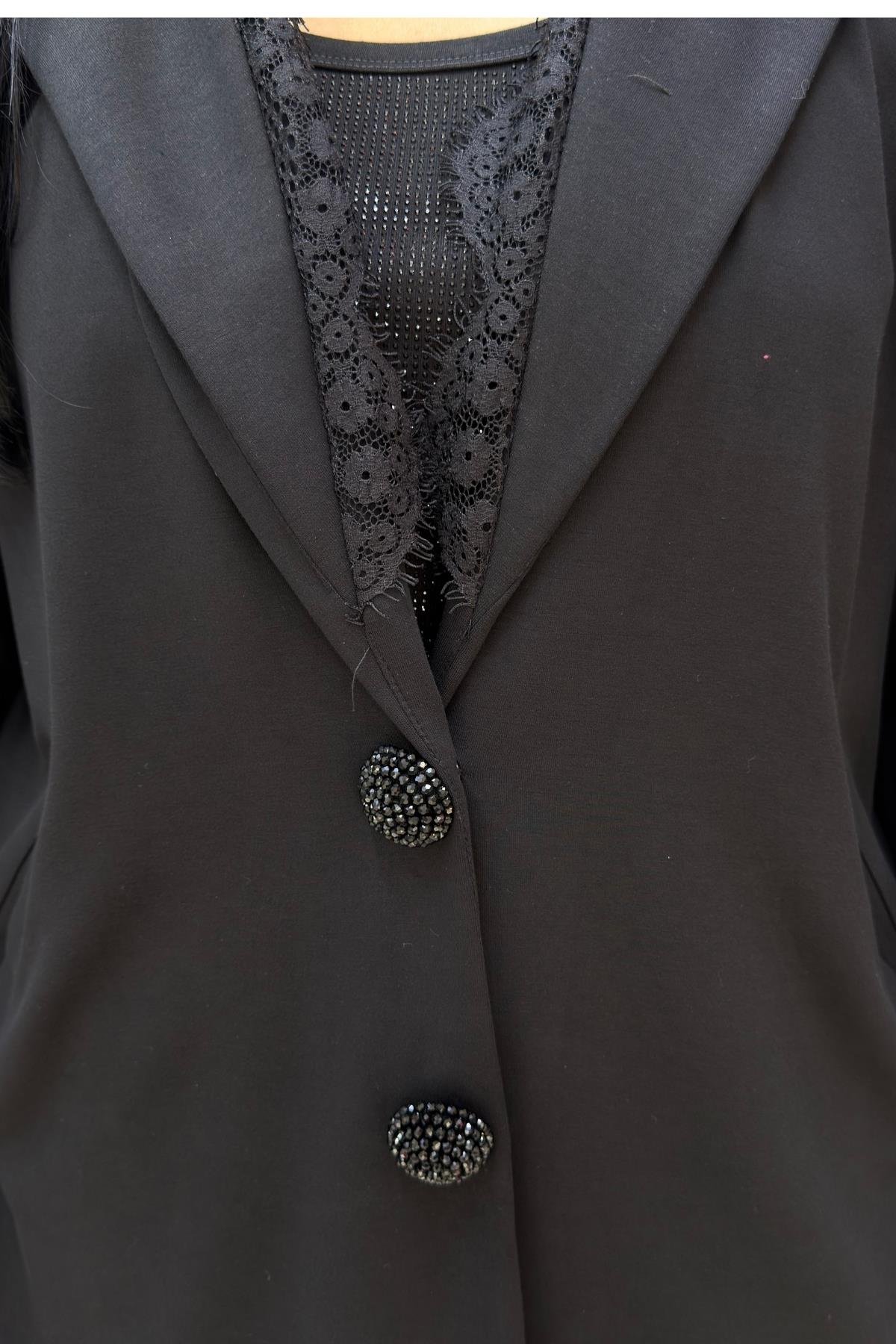 DANTEL KAPŞONLU BÜYÜK BEDEN BLAZER CEKET