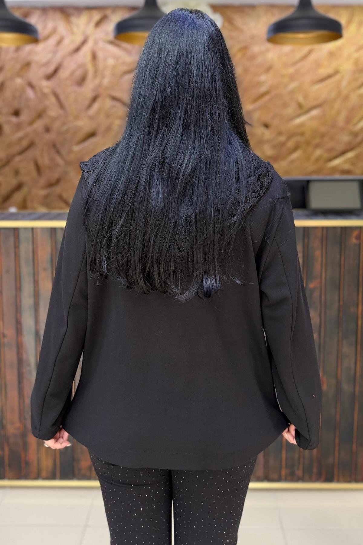 DANTEL KAPŞONLU BÜYÜK BEDEN BLAZER CEKET