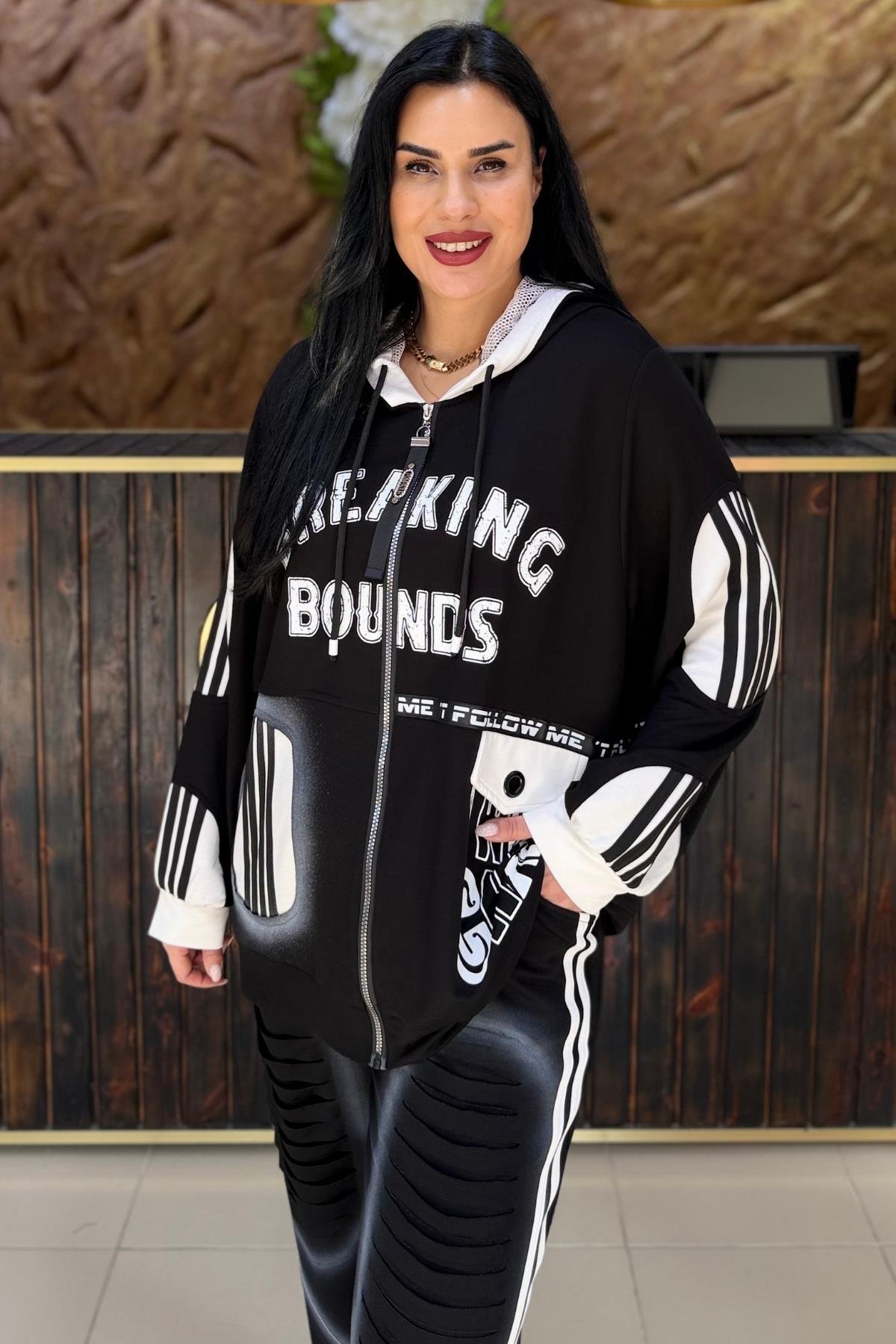 FİLE KAPŞONU ŞERİTLİ BÜYÜK BEDEN TAKIM