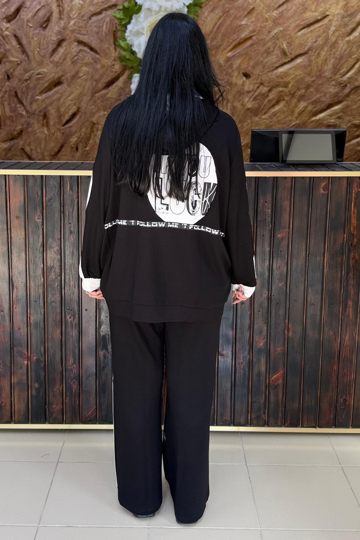 FİLE KAPŞONU ŞERİTLİ BÜYÜK BEDEN TAKIM