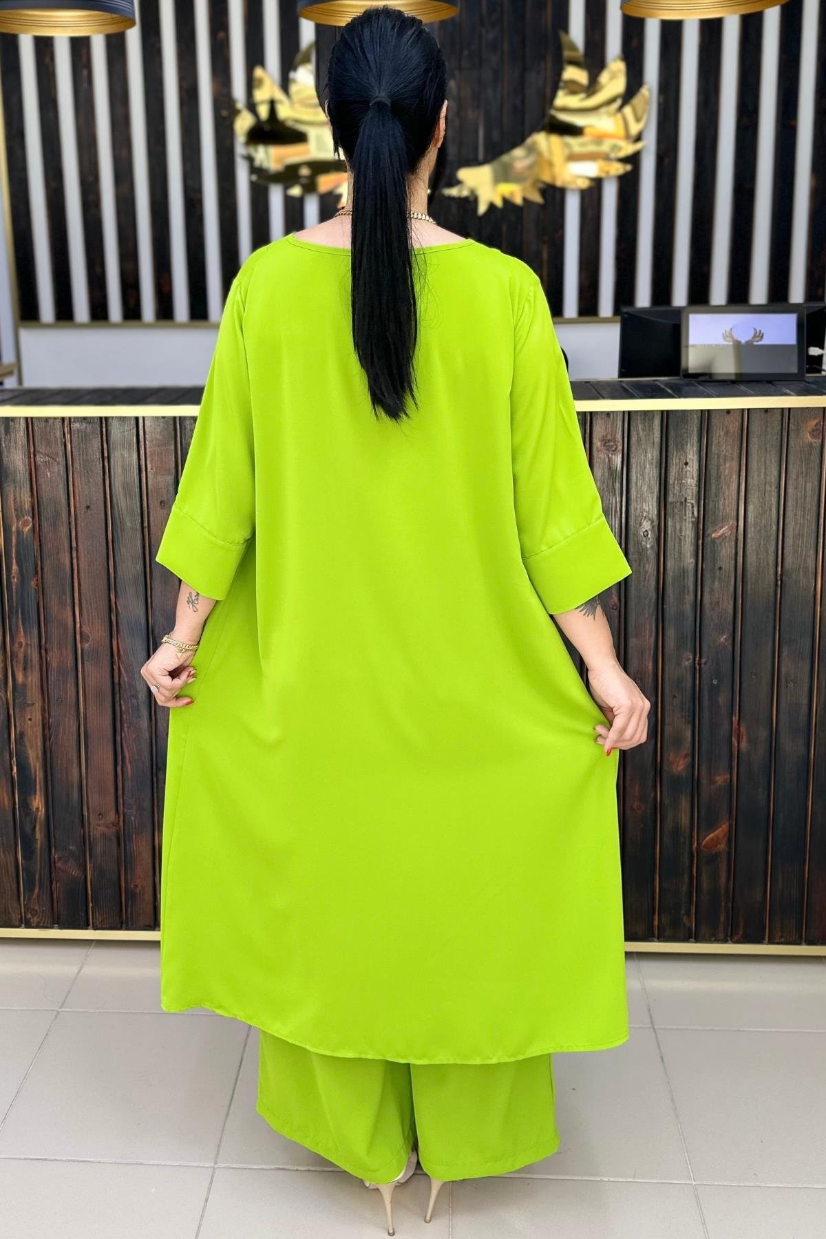 FISTIK YEŞİLİ TUNİK TAKIM BÜYÜK BEDEN