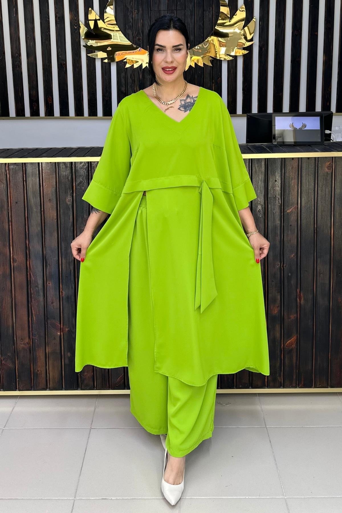 FISTIK YEŞİLİ TUNİK TAKIM BÜYÜK BEDEN