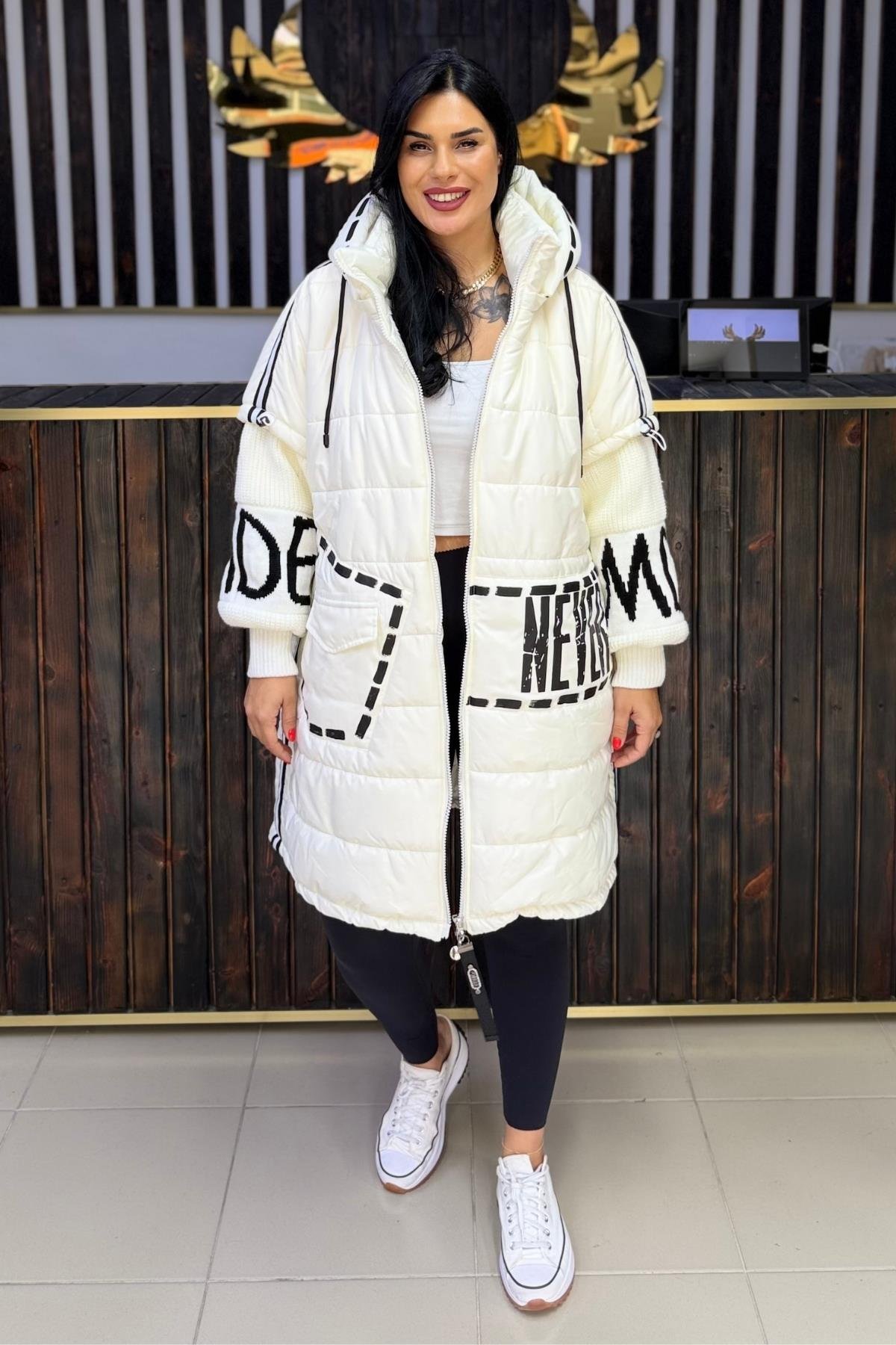 İÇİ KÜRKLÜ TRİKO KOLLU BÜYÜK BEDEN UZUN MONT