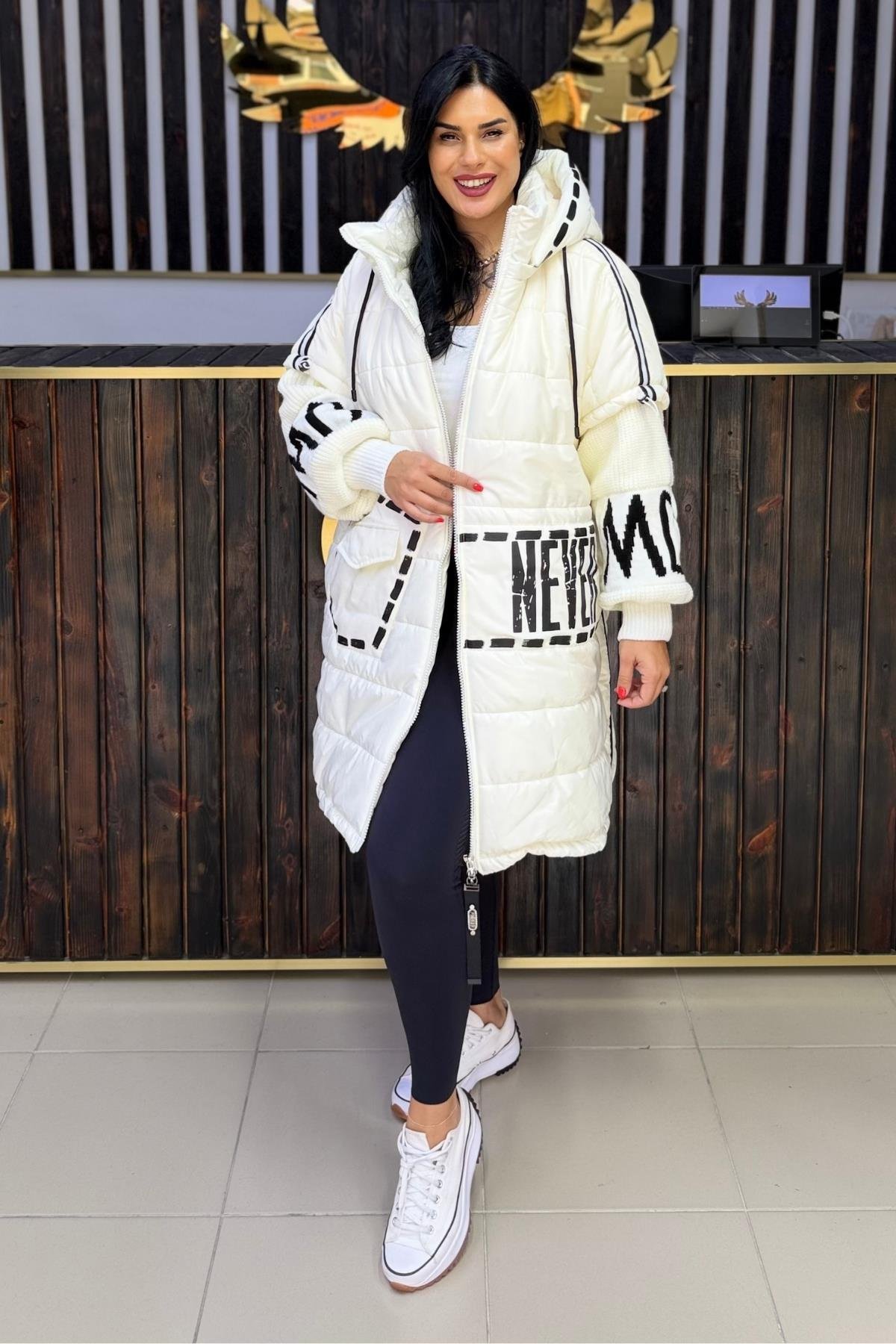 İÇİ KÜRKLÜ TRİKO KOLLU BÜYÜK BEDEN UZUN MONT