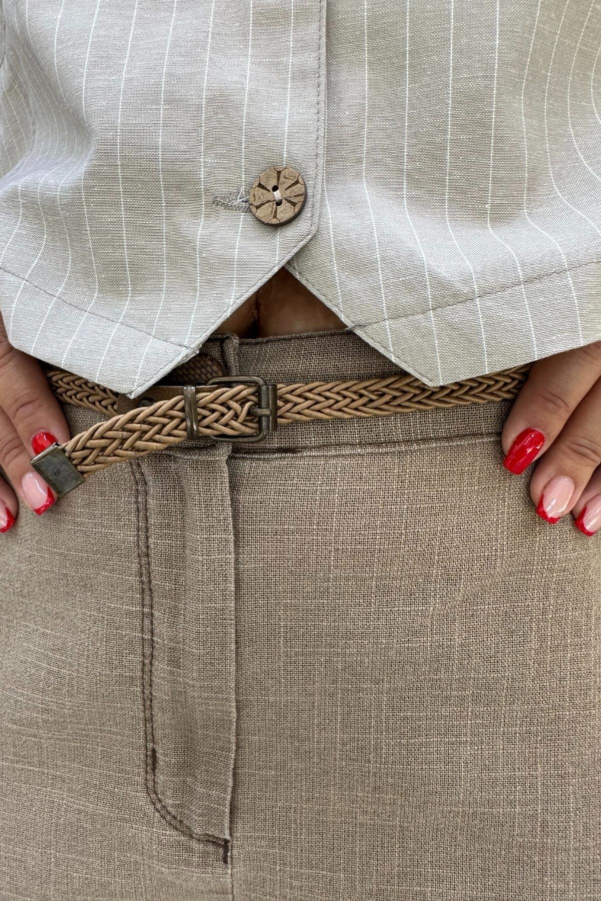 KETEN KEMERLİ PANTOLON BÜYÜK BEDEN