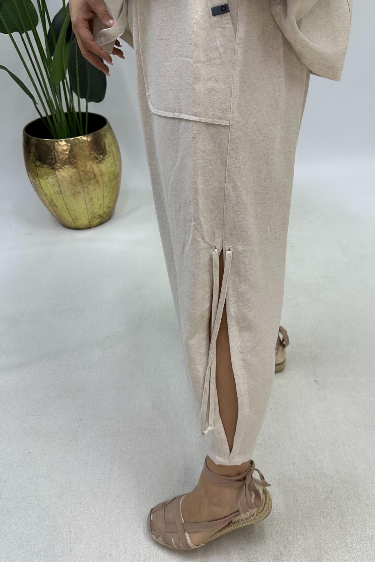 NATUREL KETEN PANTOLON BÜYÜK BEDEN