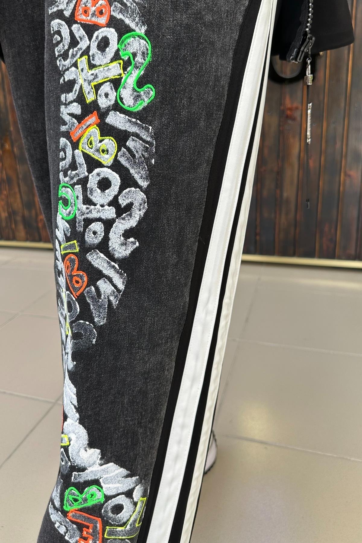 NEON YAZI JEAN BÜYÜK BEDEN PANTOLON