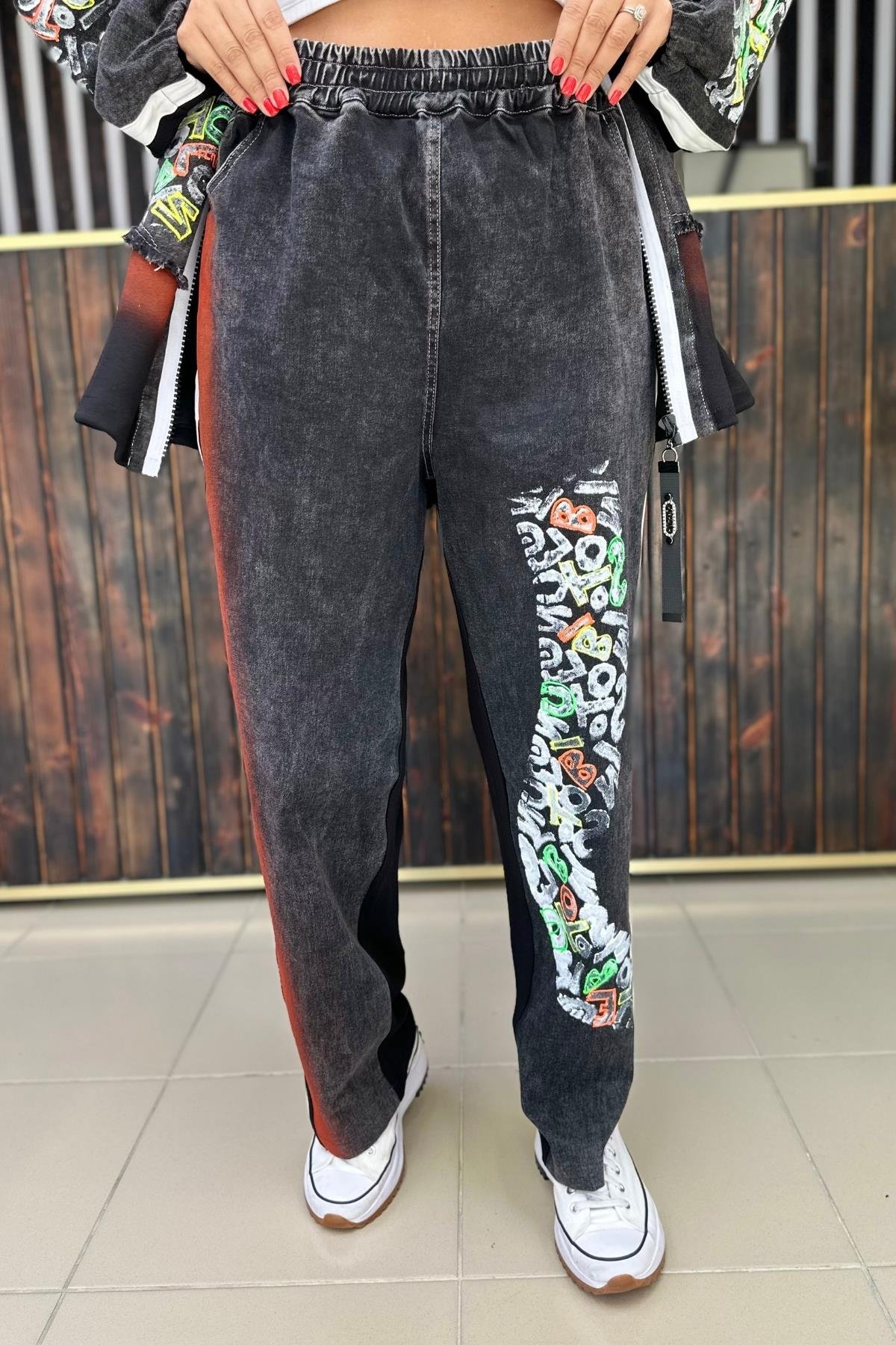 NEON YAZI JEAN BÜYÜK BEDEN PANTOLON