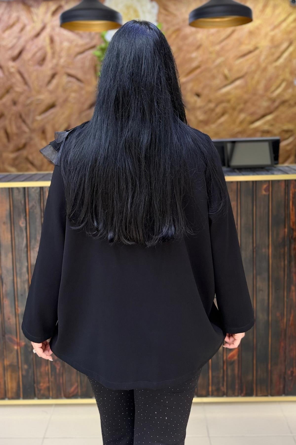 ORGANZE TÜL FARBELALI BÜYÜK BEDEN BLAZER CEKET