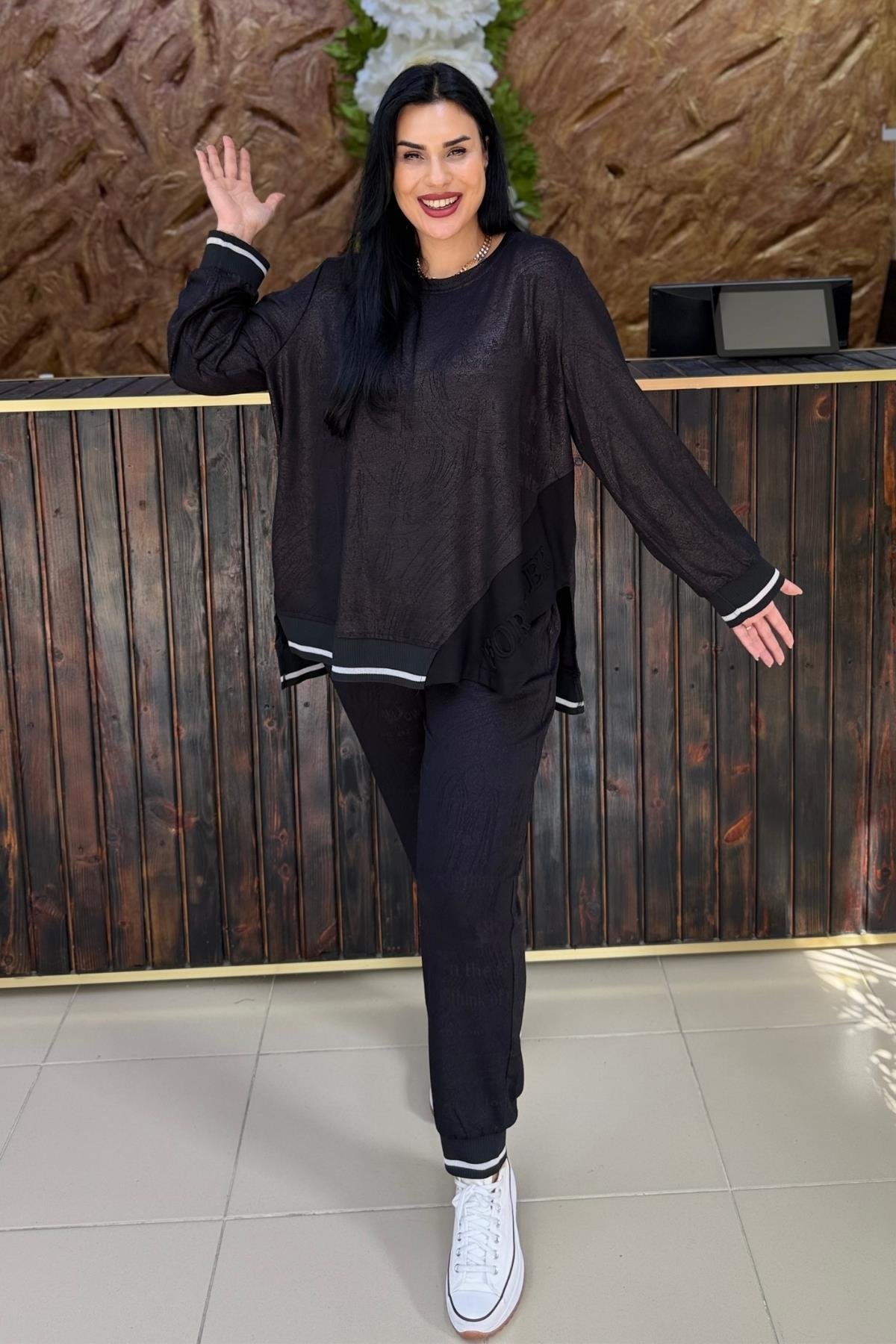 SİM YANSIMALI PAMUKLU BÜYÜK BEDEN TAKIM