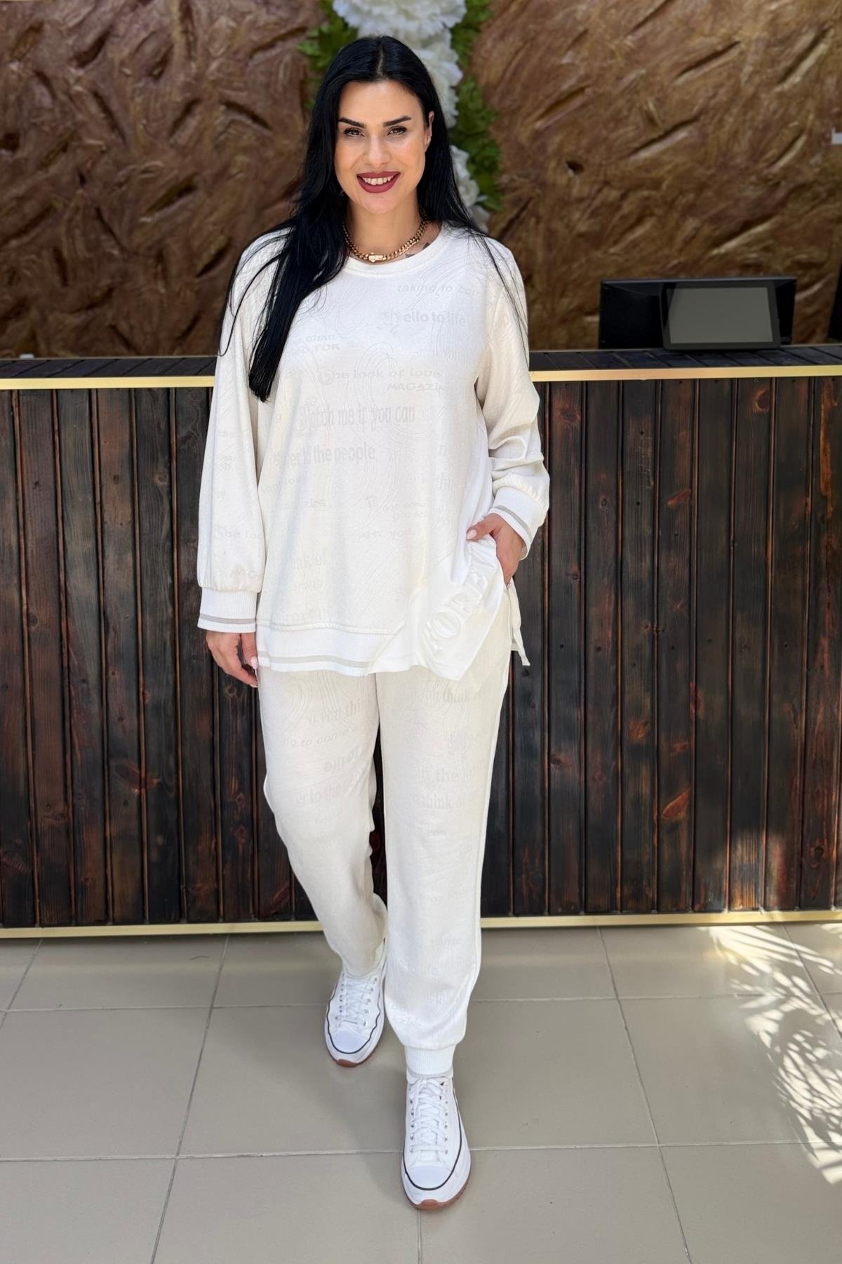 SİM YANSIMALI PAMUKLU BÜYÜK BEDEN TAKIM