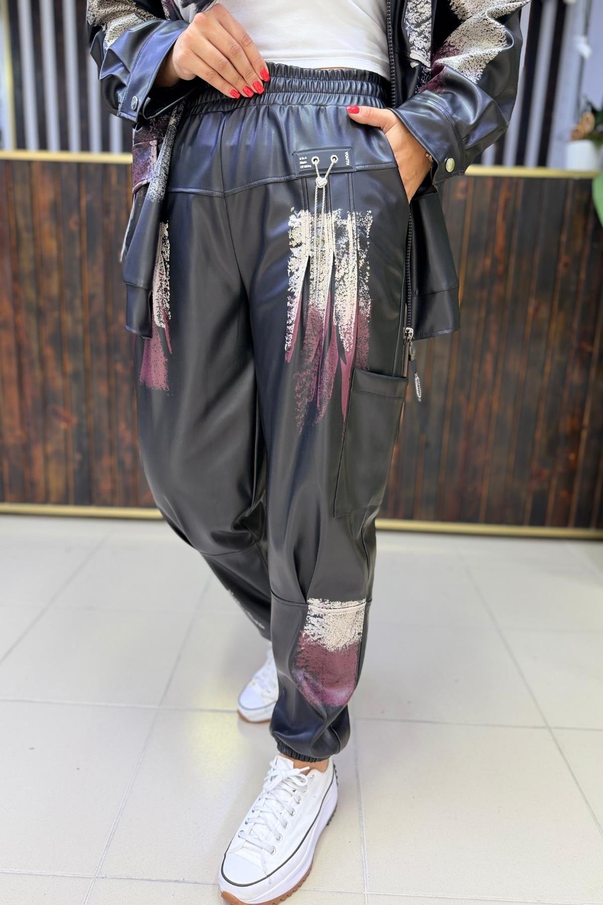 SUNİ ŞARDONLU DERİ BÜYÜK BEDEN PANTOLON