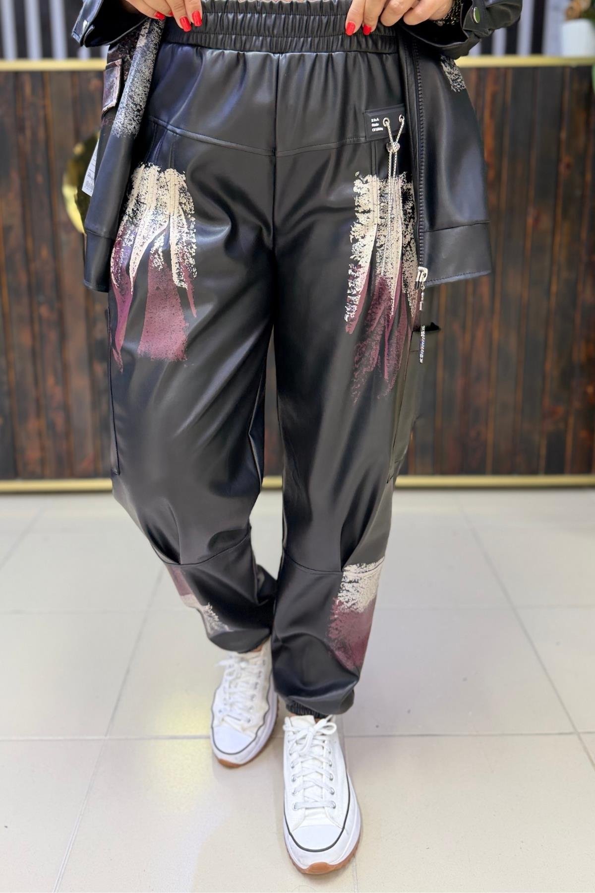 SUNİ ŞARDONLU DERİ BÜYÜK BEDEN PANTOLON