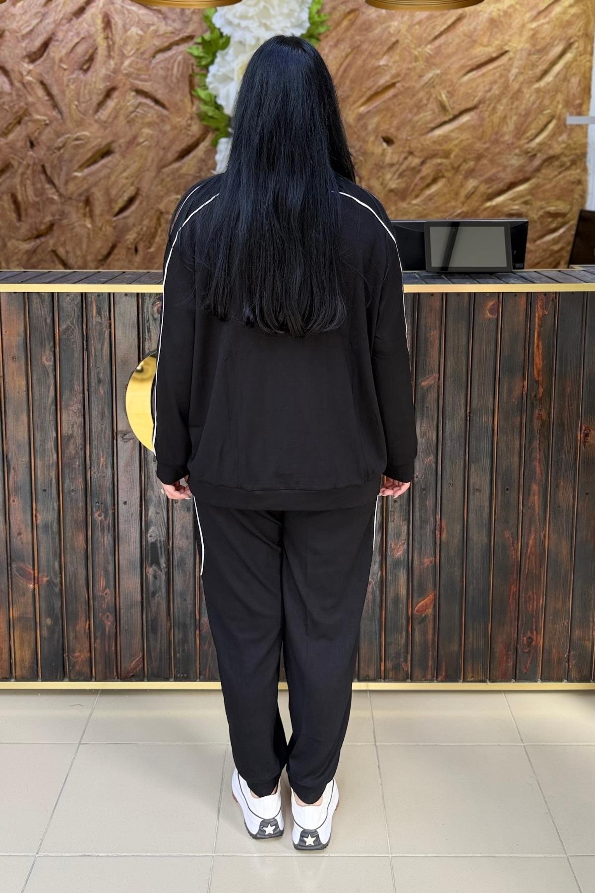 YAZI DETAYLI PAMUK BAMBU BÜYÜK BEDEN TAKIM