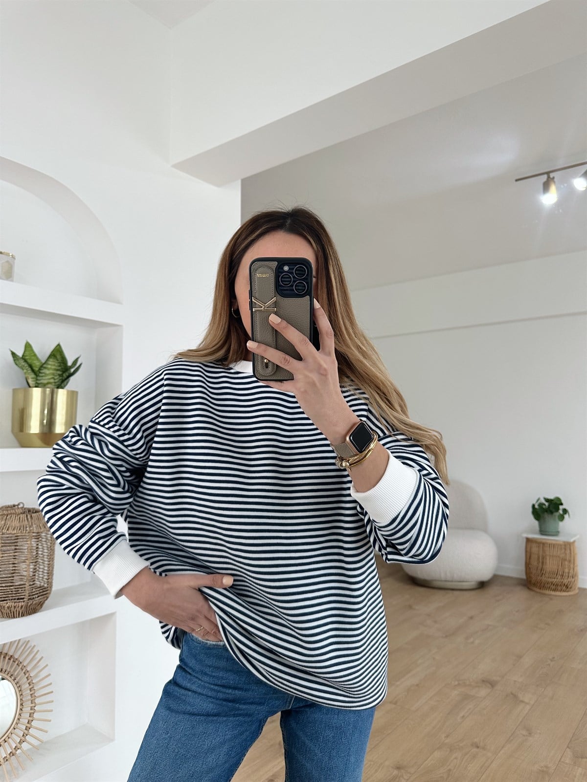  LACİVERT ÇİZGİLİ OVERSIZE SWEAT