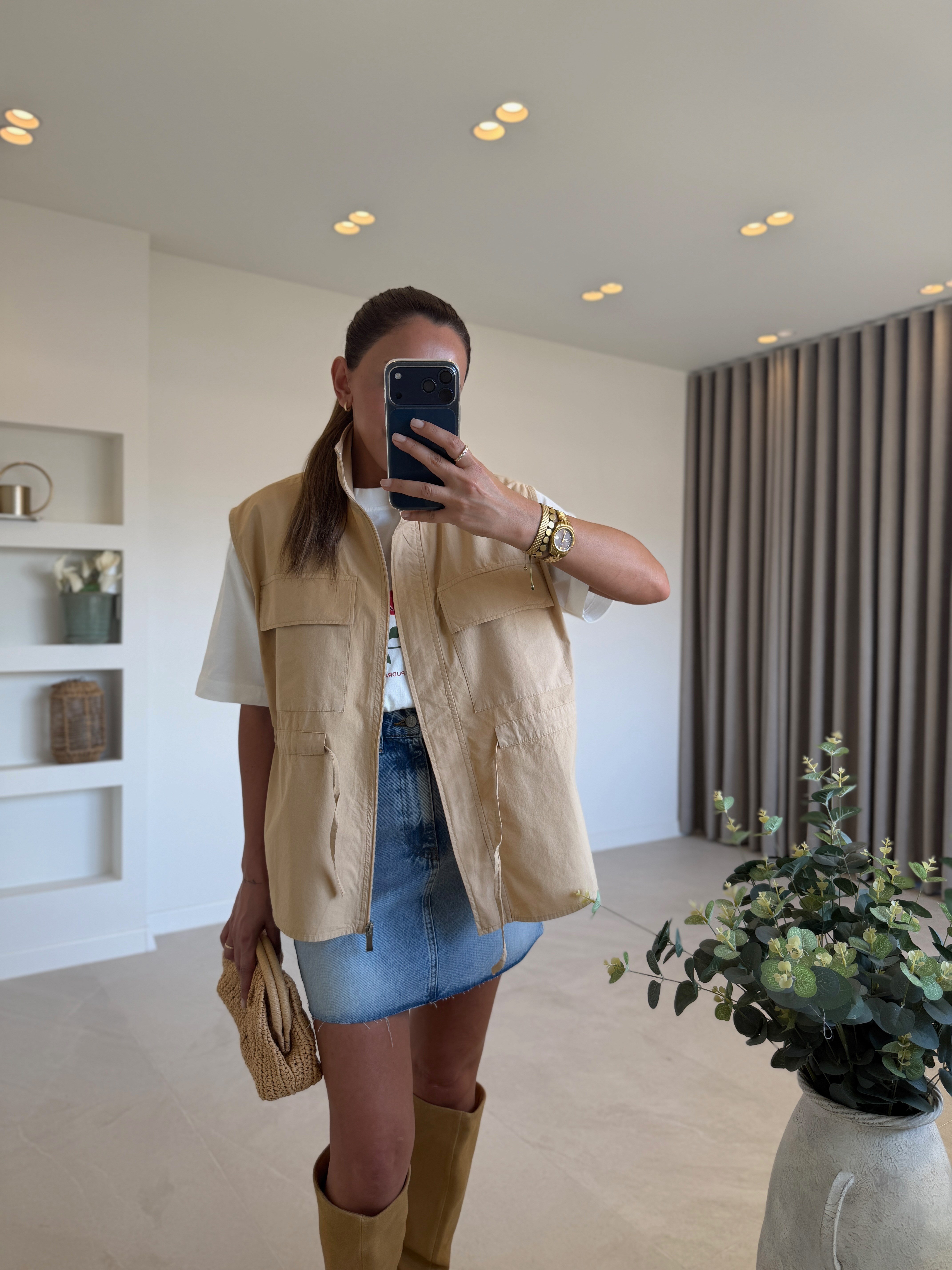 001 Önden Büzgülü Camel Yelek