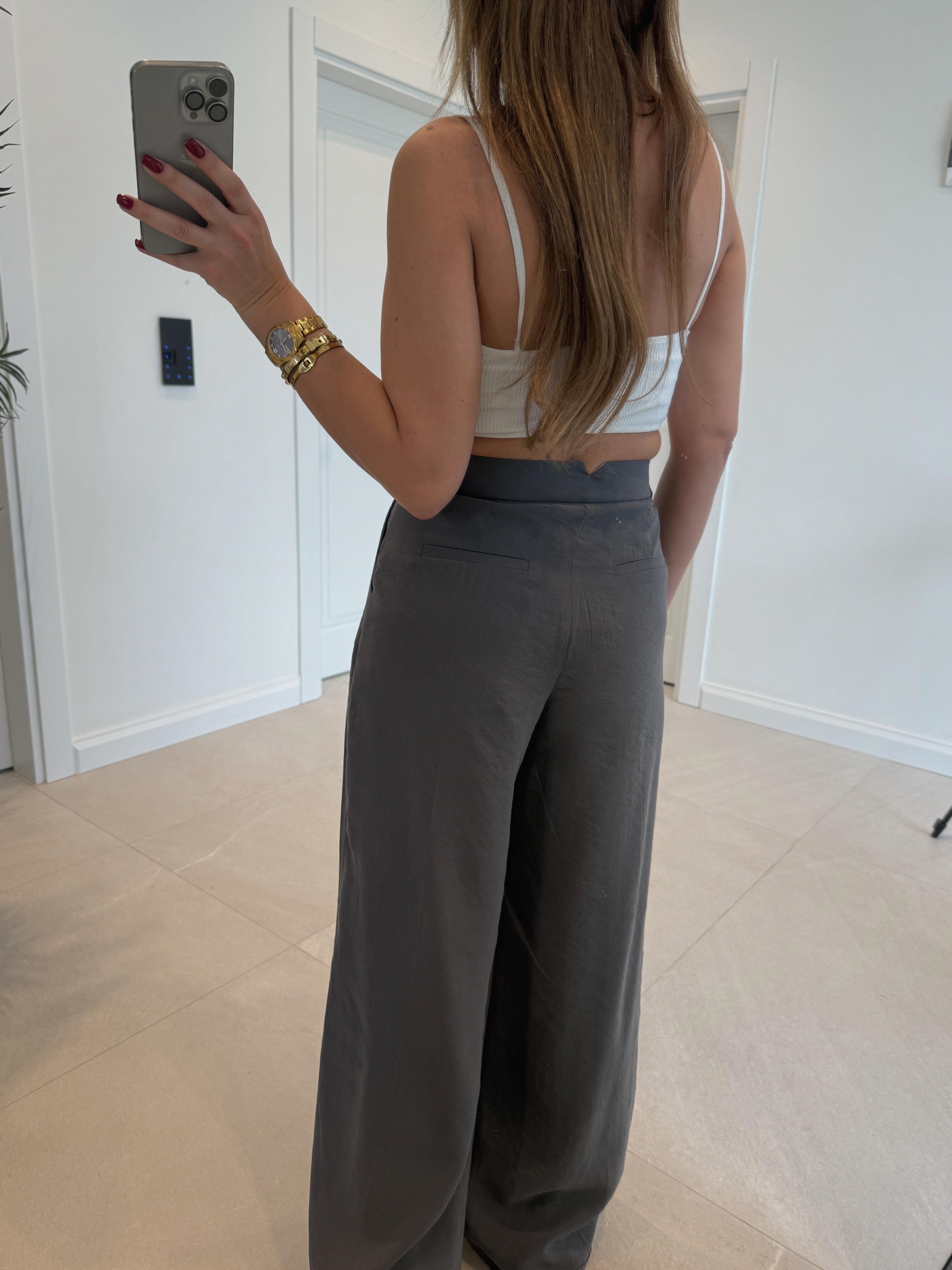 0087 İndigo Palazzo Denim Pantolon