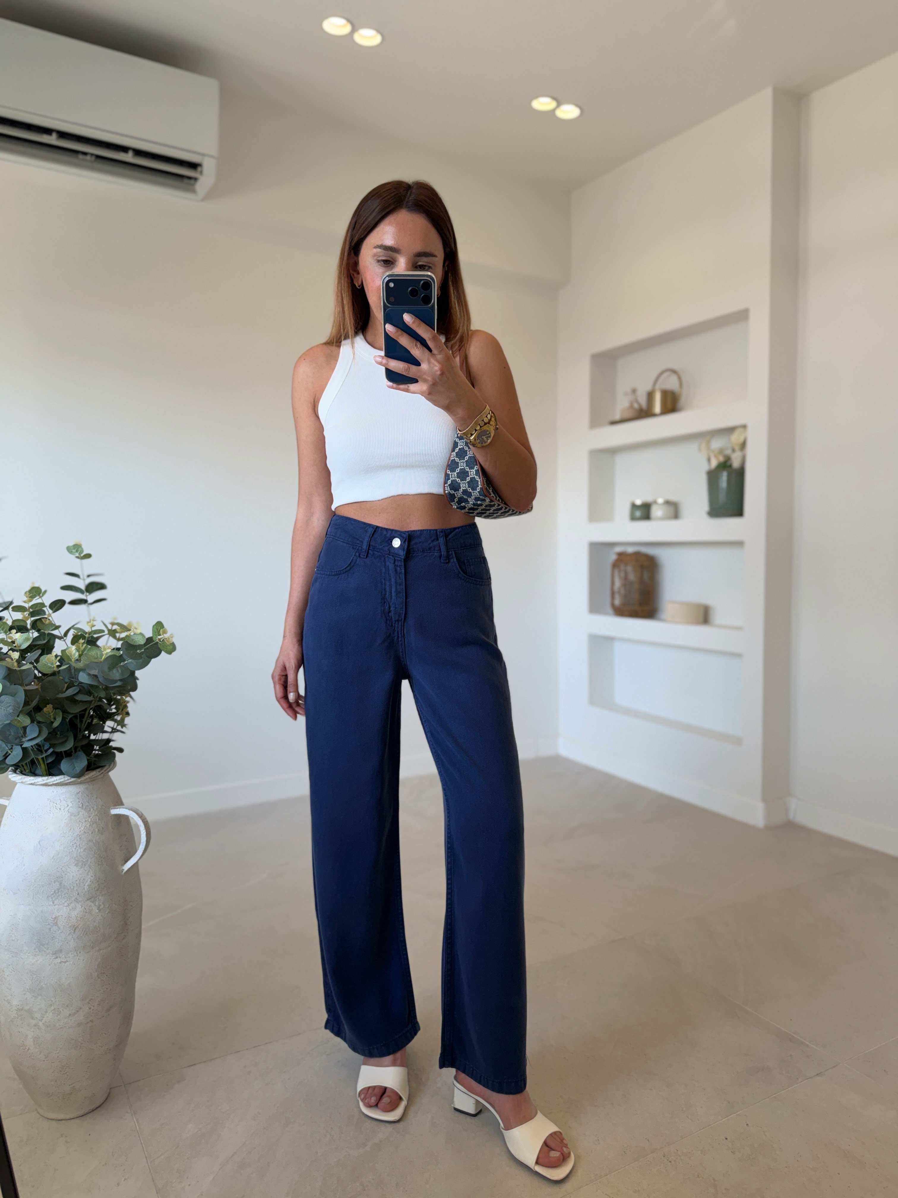 01026 Culotte Lacivert Tensel Pantolon