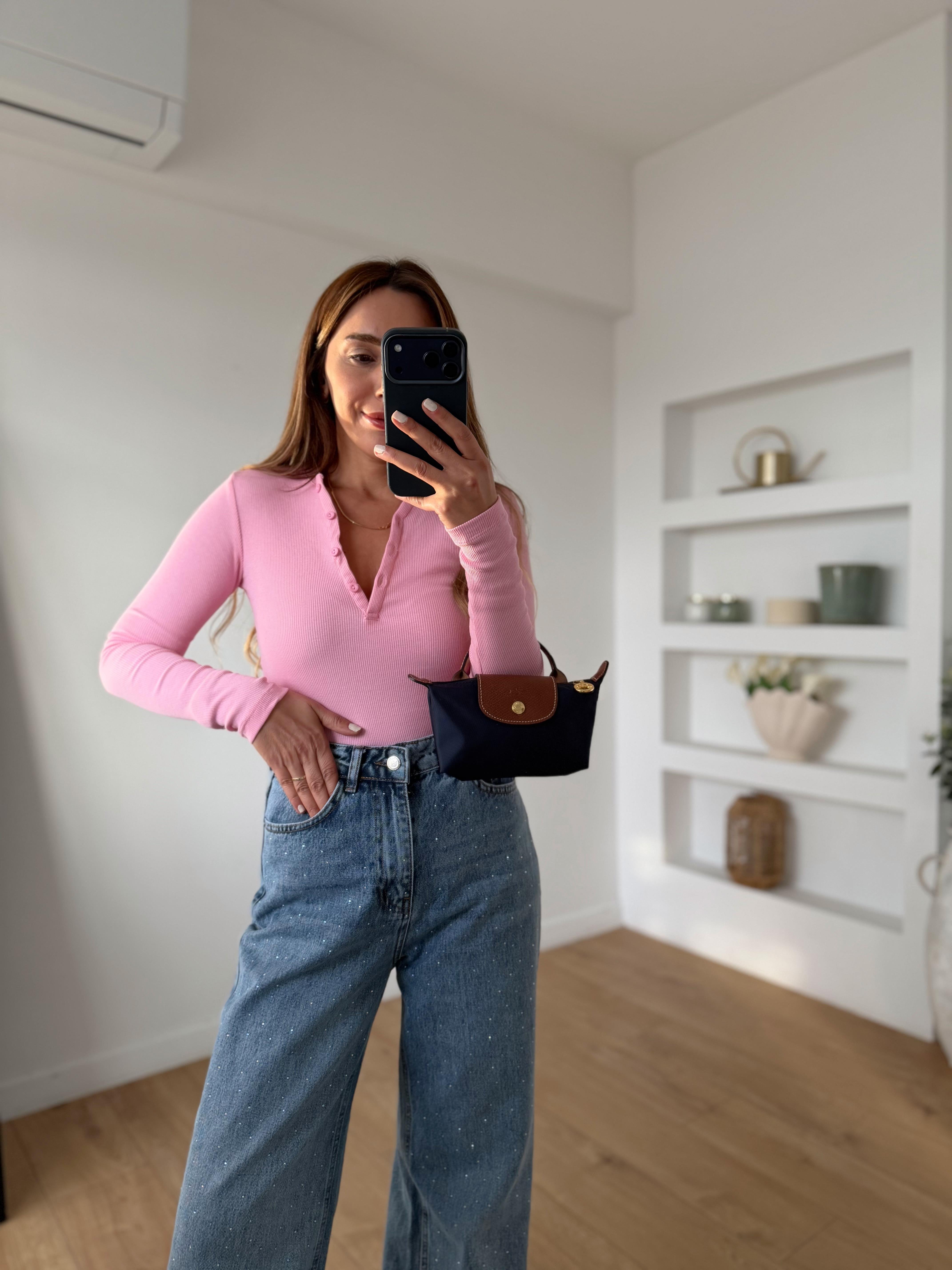0164 Kaşkorse Kolej Yaka Pembe Bluz