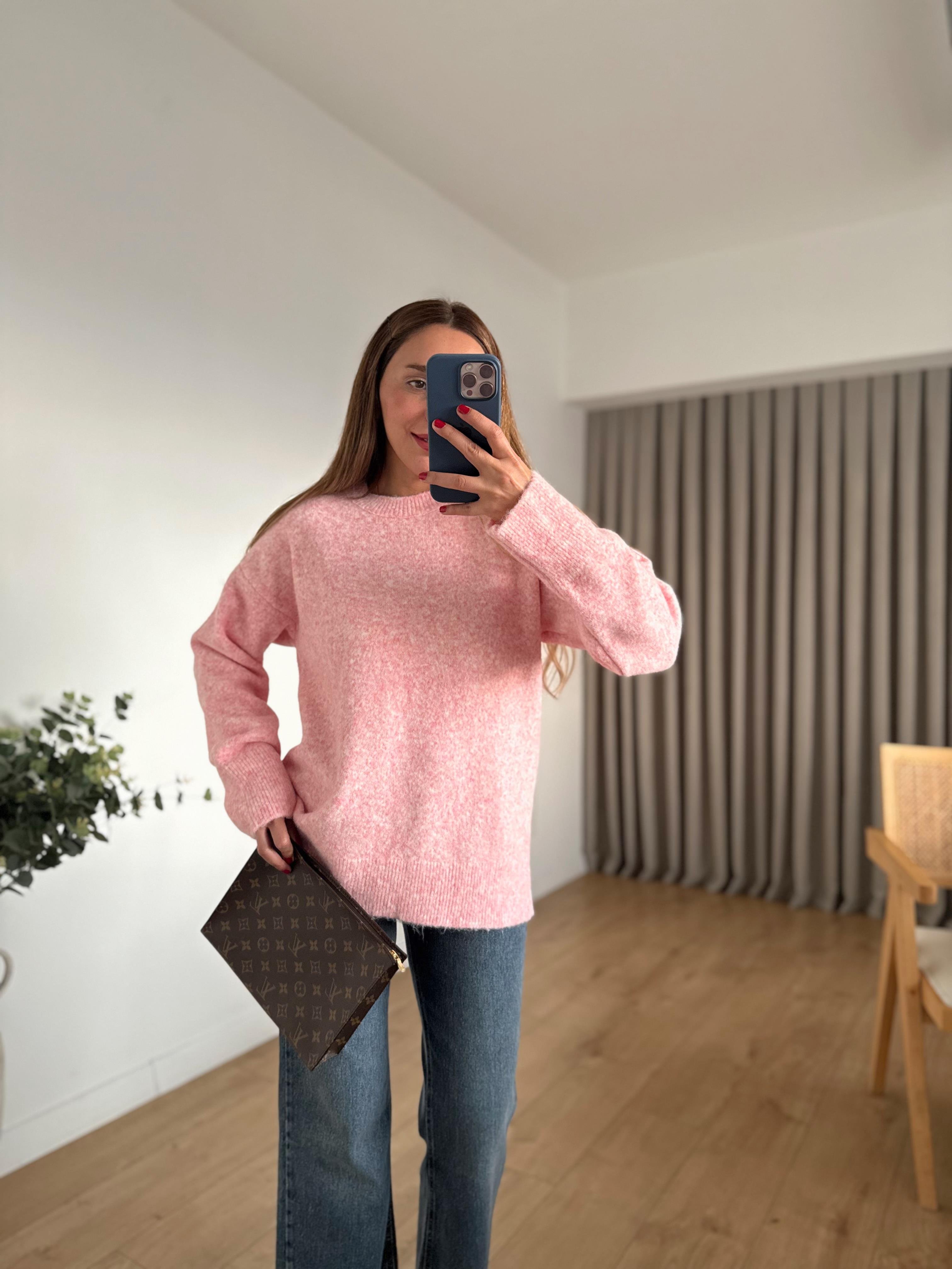 0494 Yumoş Pembe Basic Triko Kazak