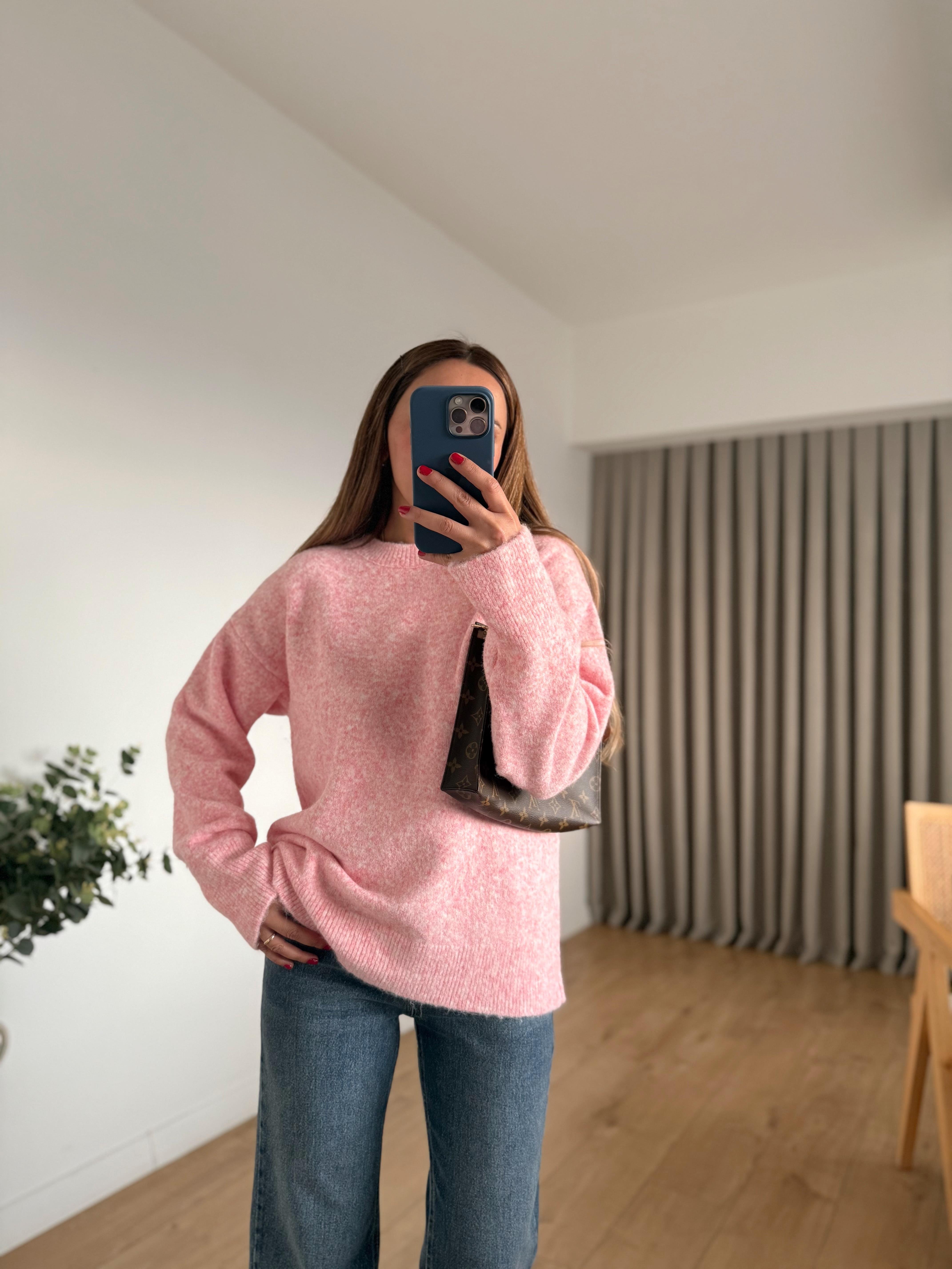 0494 Yumoş Pembe Basic Triko Kazak